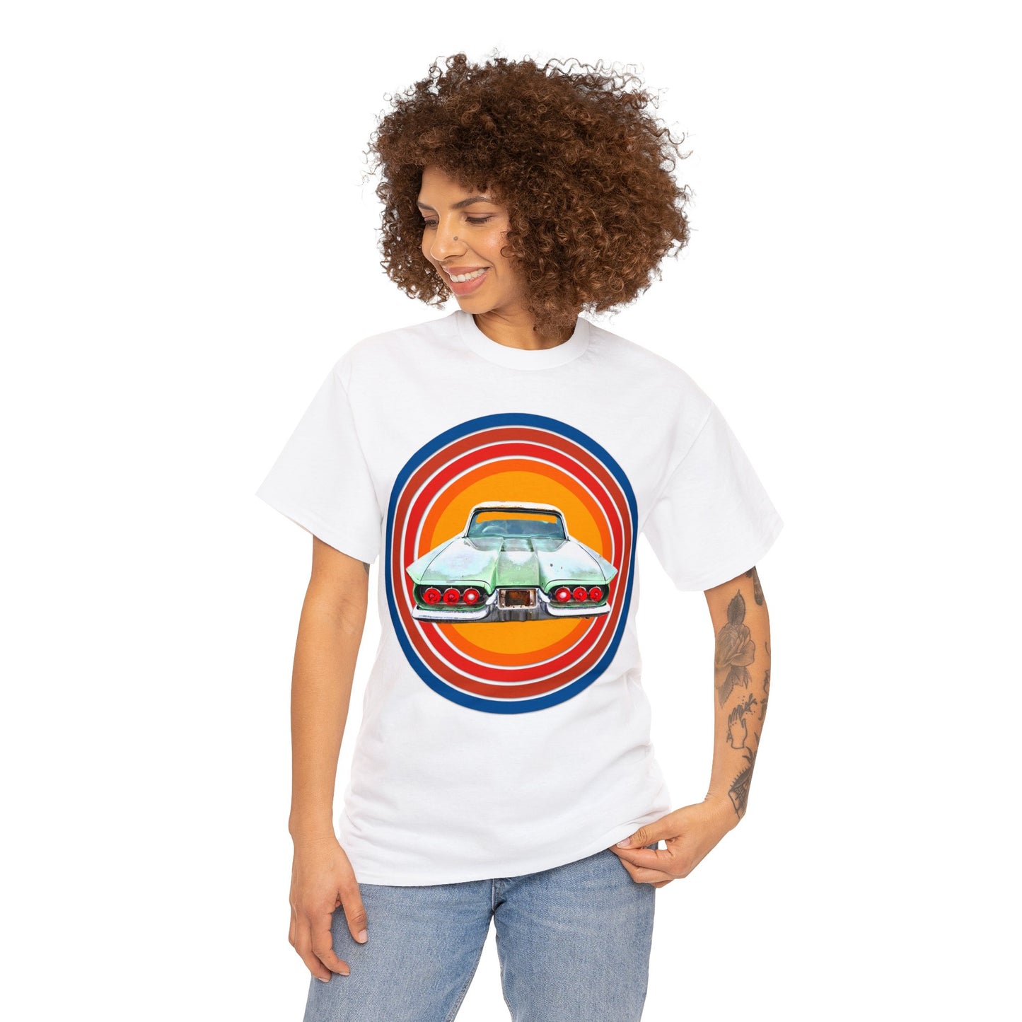 1960s Thunderbird Vintage American Automobile, Antique American Car Heavy Cotton Tee