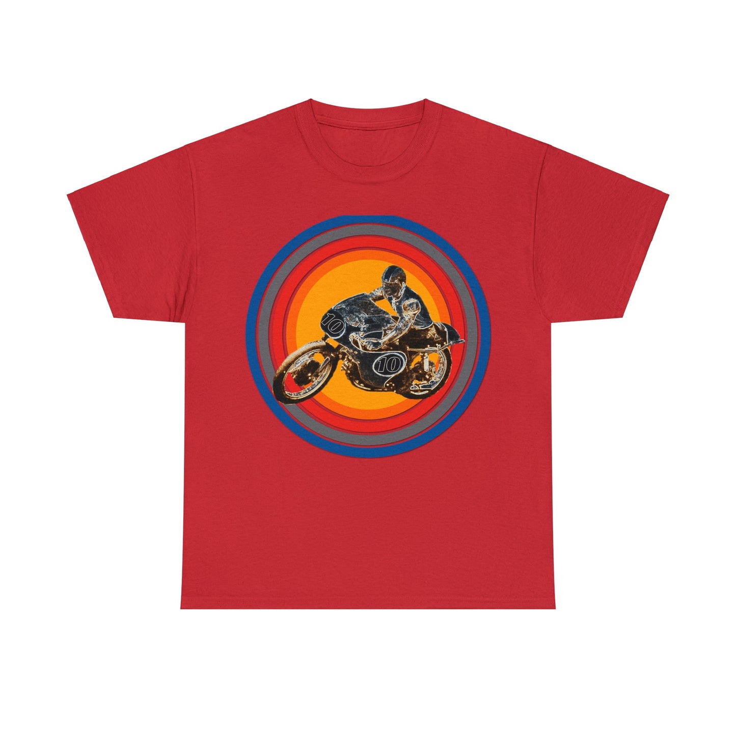 Vintage Motorcycle Racer, Retro 1970s Motor Cycle Heavy Cotton Tee