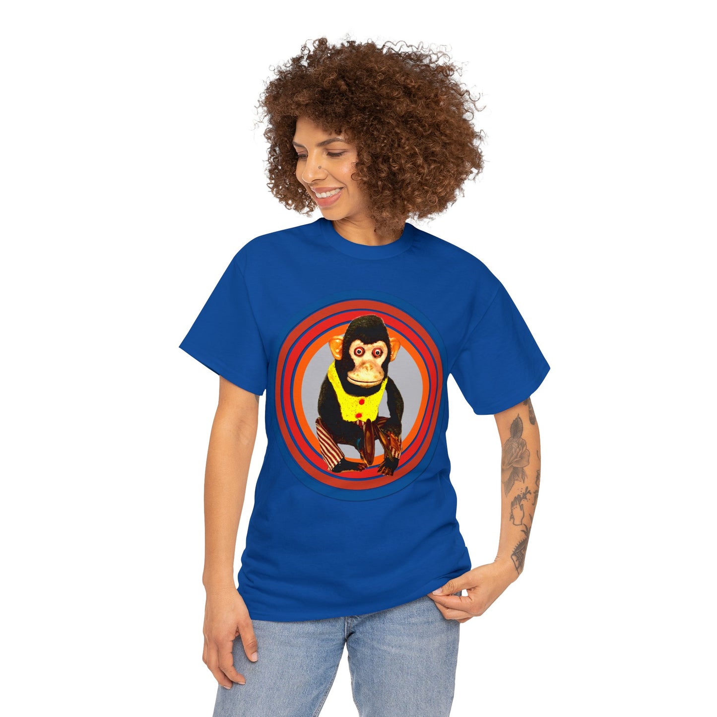 Cymbal Chimp Toy, Jolly Monkey With Cymbals Vintage Retro Heavy Cotton Tee