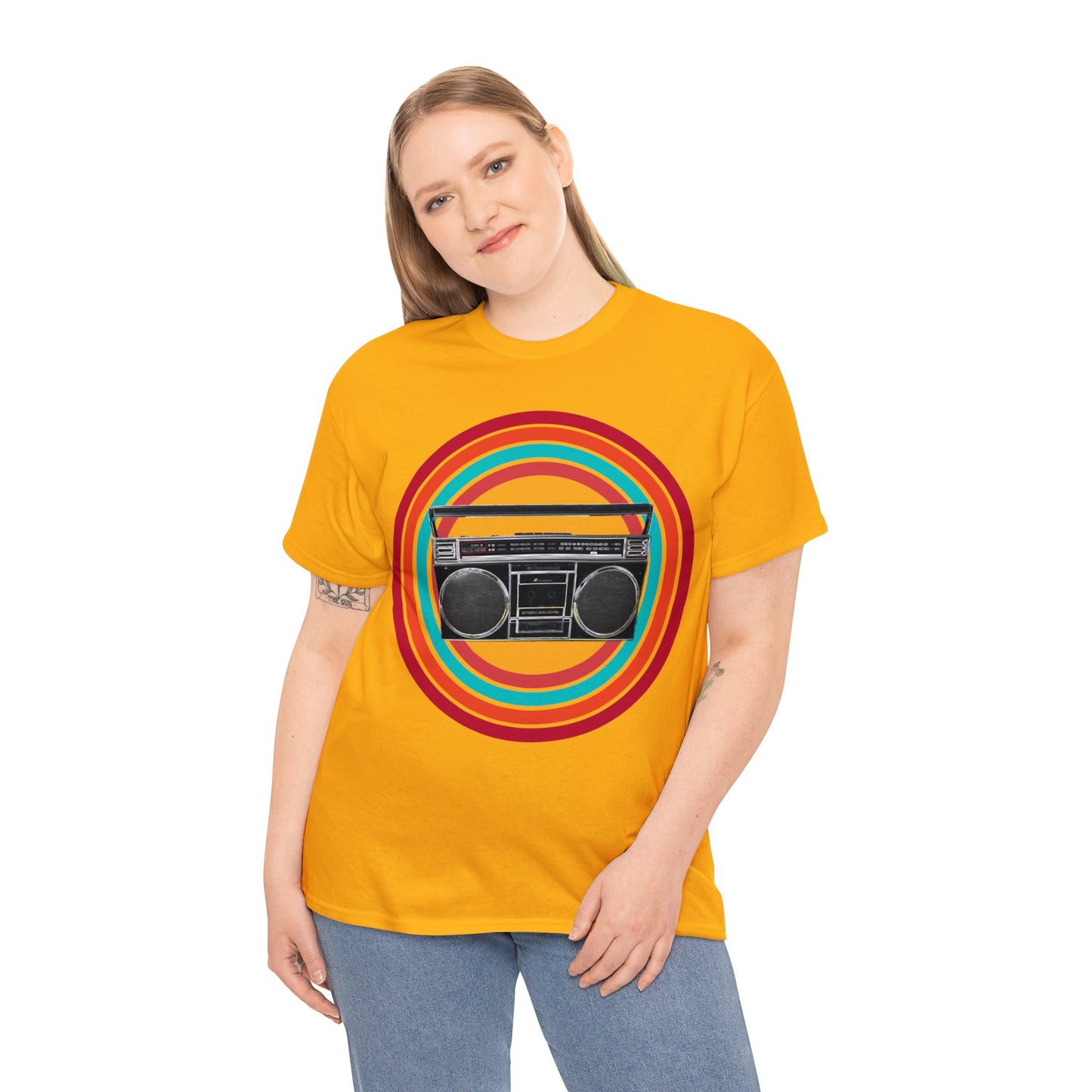 Jam Box, Ghetto Blaster, Boombox, Vintage Radio, Retro Cassette Player Heavy Cotton Tee