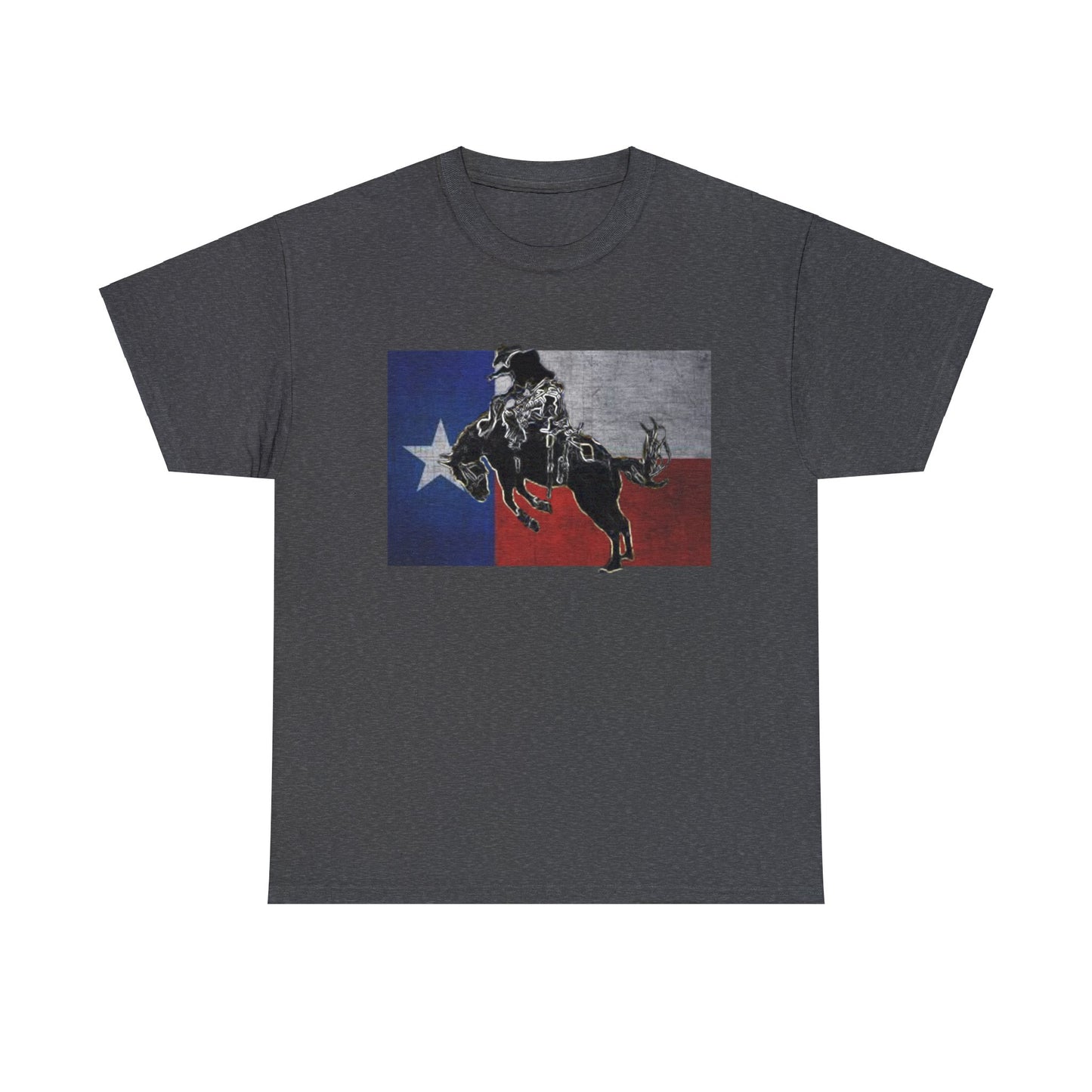 Rodeo, Bronco Rider, Bronc Buster, Cowboy Rider, Horse Rider, Wild Horse Heavy Cotton Tee