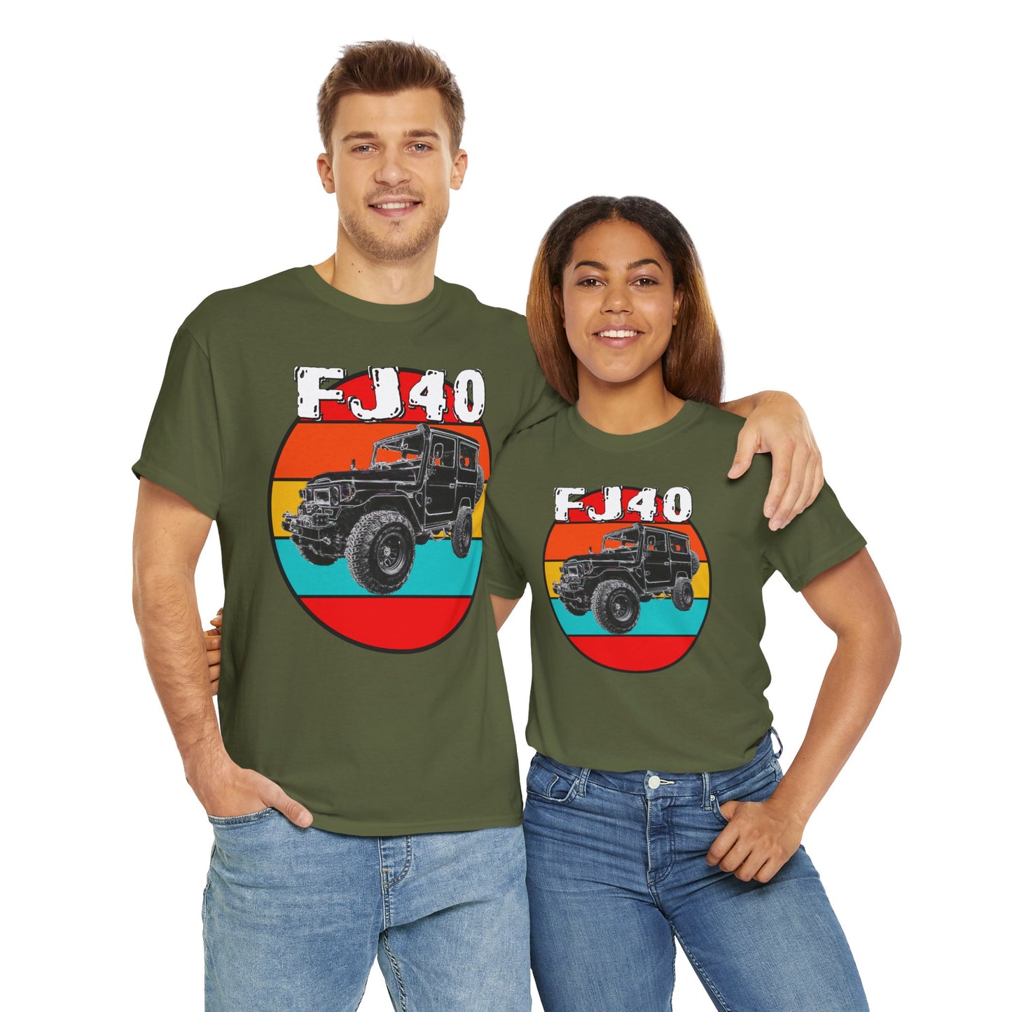 FJ 40 4x4 Off Road Truck Vintage Retro Heavy Cotton Tee