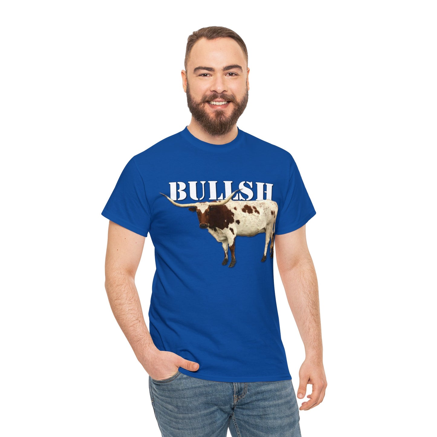 Bullsh, Longhorn, Cow, Cattle, Funny, Texas, Country Heavy Cotton Tee