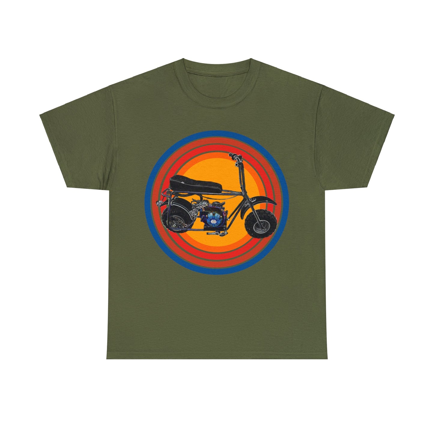 Mini Bike, Scooter, Vintage, Retro, Motorcycle, Moped Heavy Cotton Tee