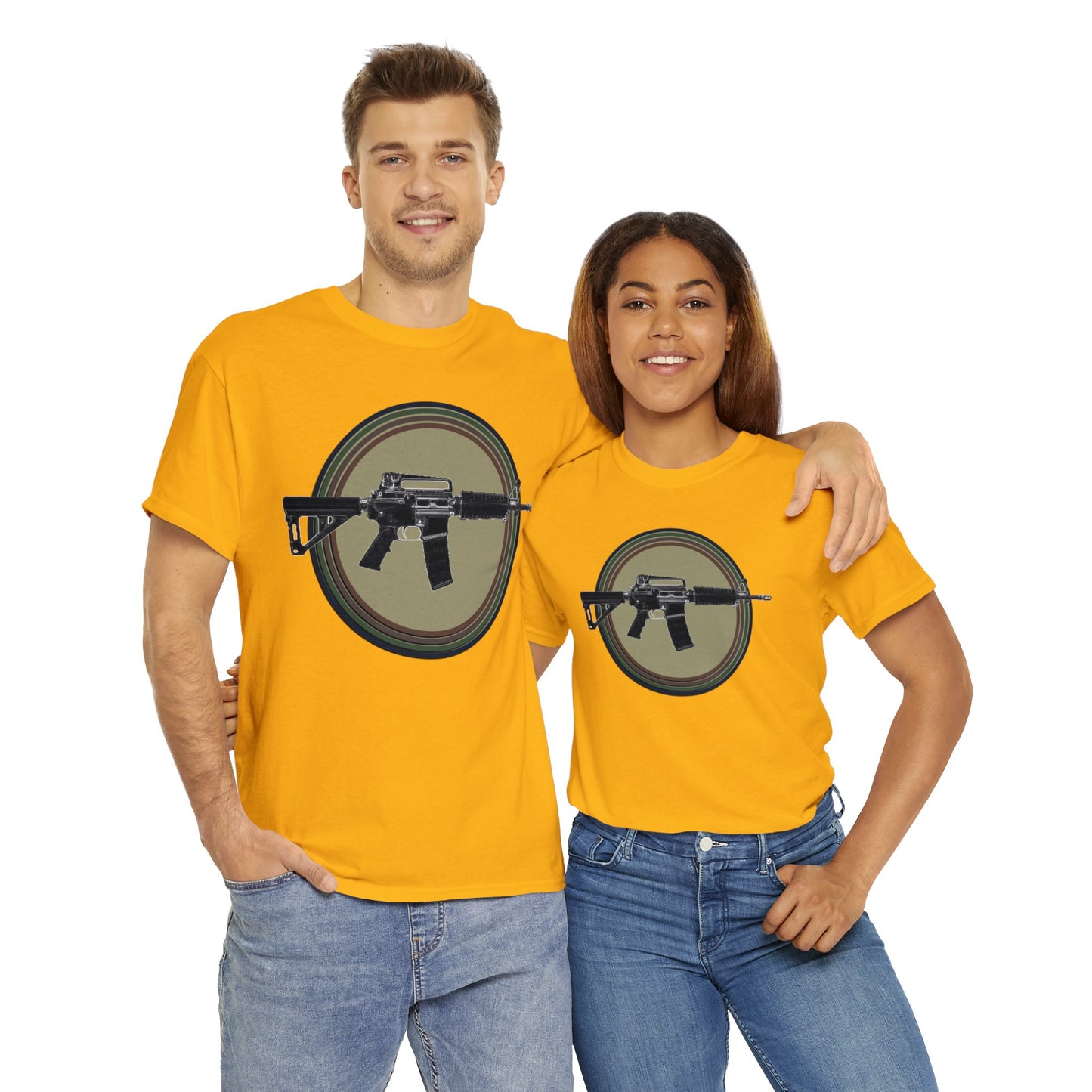 AR 15, Tactitcal Gun, Military Gun, Machine Gun Heavy Cotton Tee