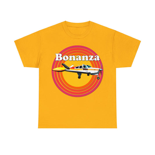 Vintage Bonanza Airplane, 1970s Private Airplane, Turbo Prop Aircraft Heavy Cotton Tee