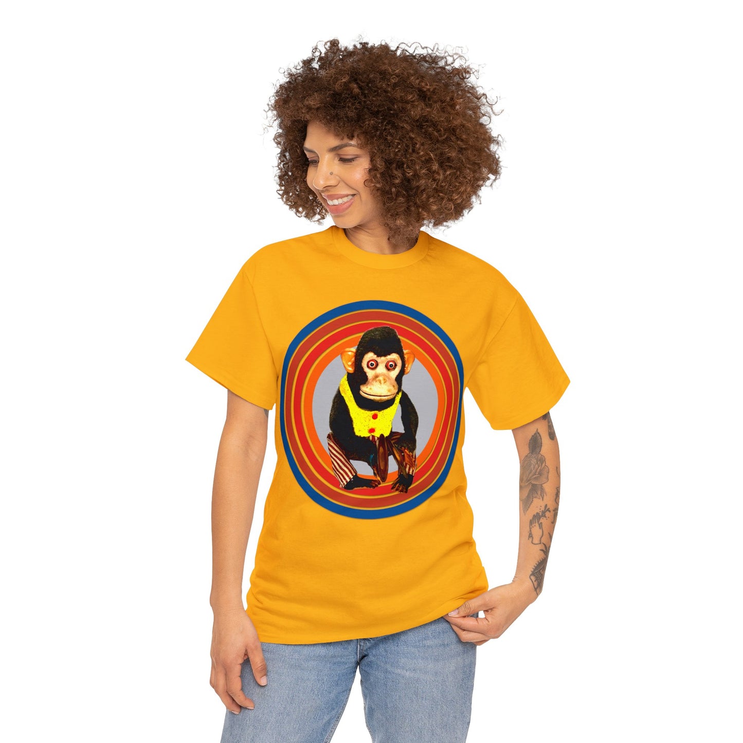 Cymbal Chimp Toy, Jolly Monkey With Cymbals Vintage Retro Heavy Cotton Tee