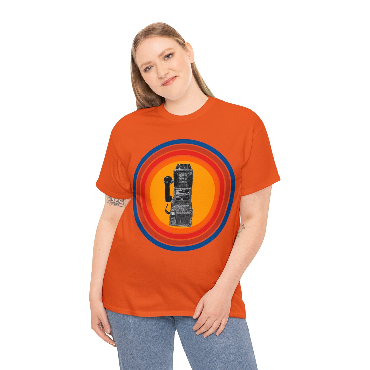 Vintage Retro Pay Phone Antique Telephone Phone Heavy Cotton Tee