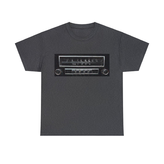 Car Radio, Vintage Car Radio, AM Car Radio, FM Car Radio, Retro Car Radio Heavy Cotton Tee