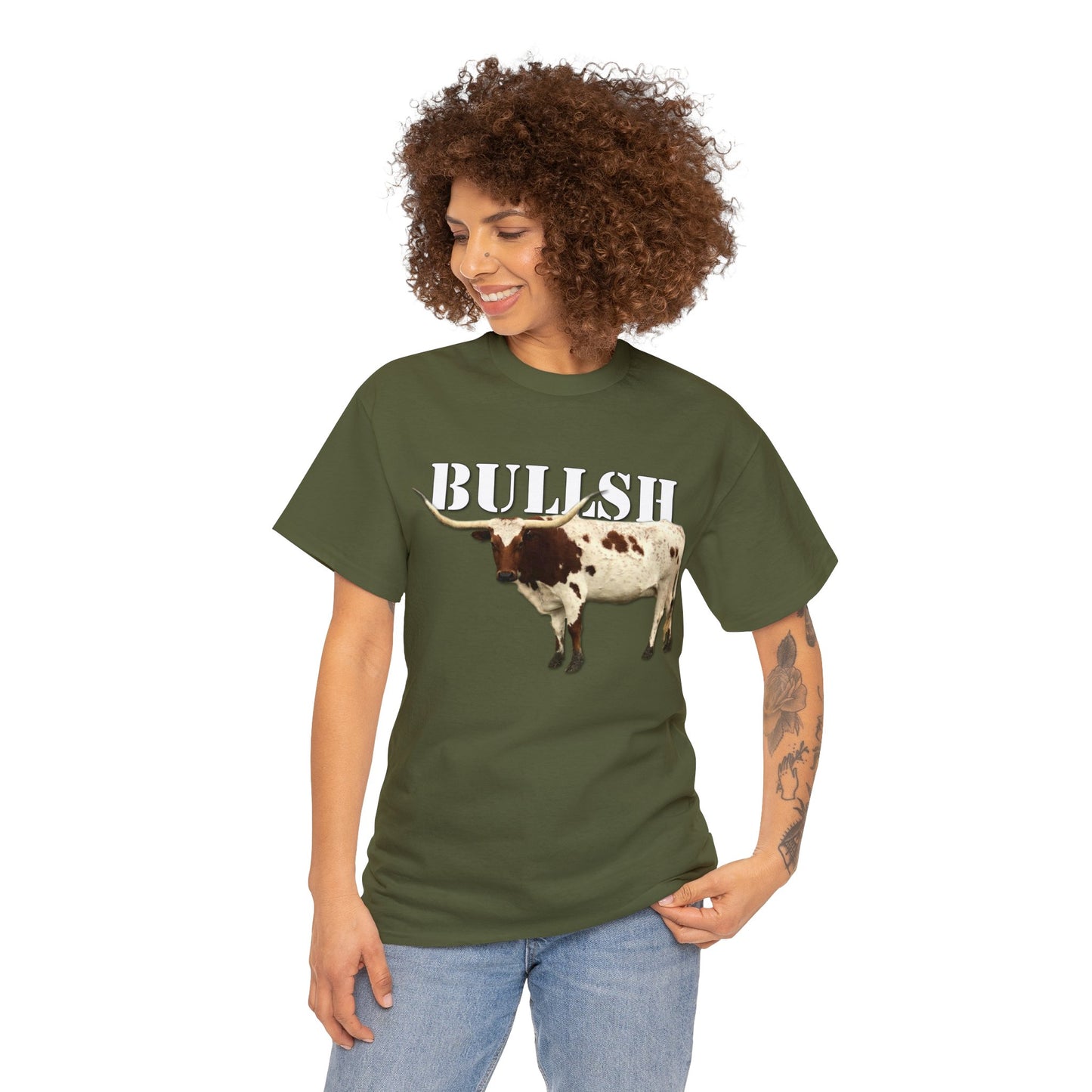 Bullsh, Longhorn, Cow, Cattle, Funny, Texas, Country Heavy Cotton Tee