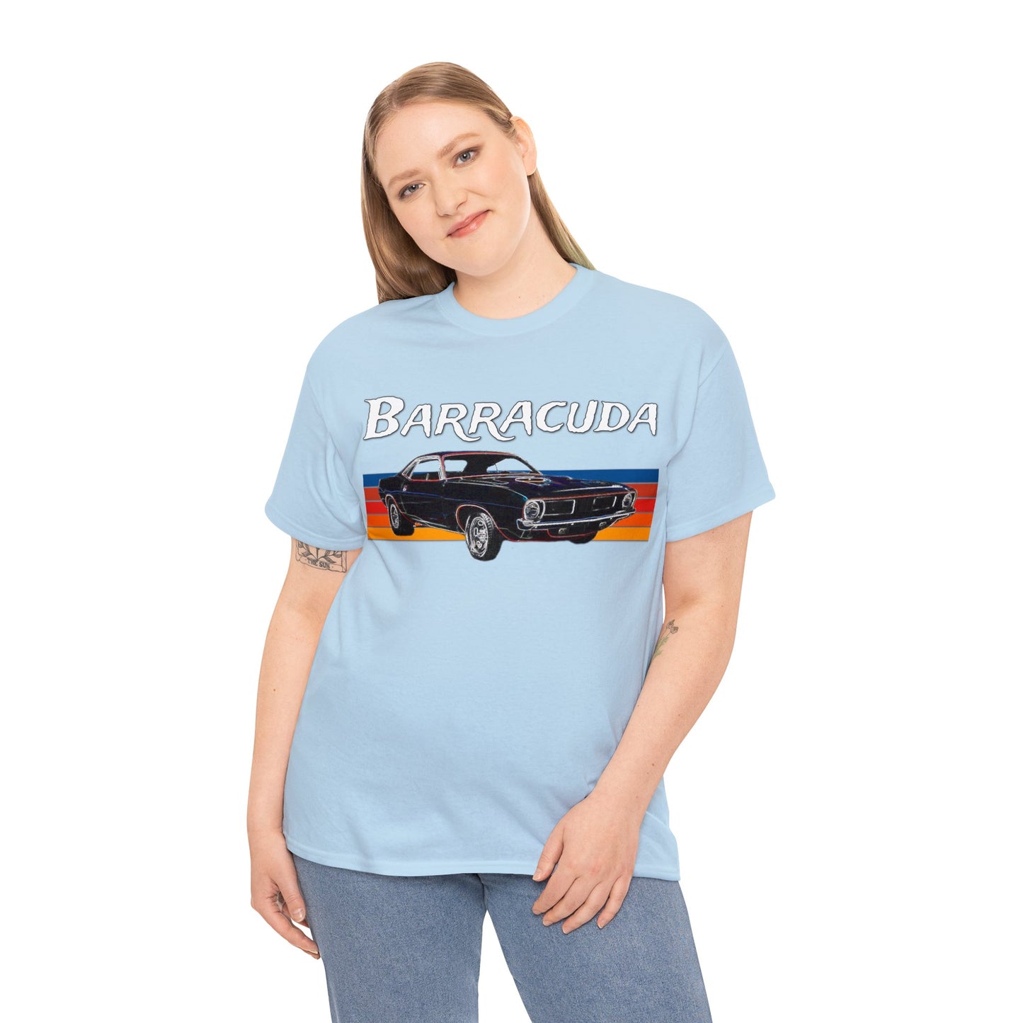 Barracuda Muscle Car, Cuda American Muscle Car, 1970s Car Heavy Cotton Tee