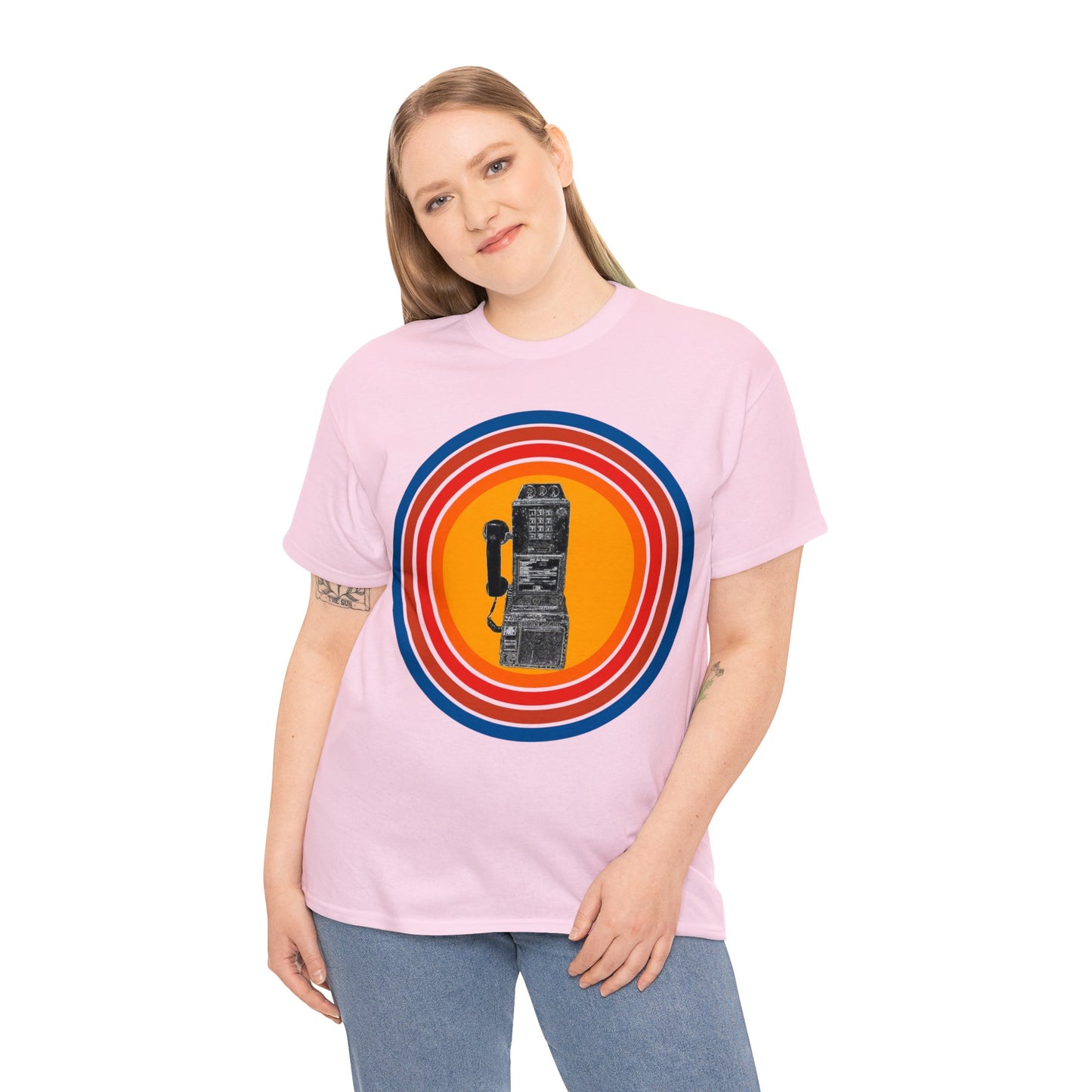 Vintage Retro Pay Phone Antique Telephone Phone Heavy Cotton Tee