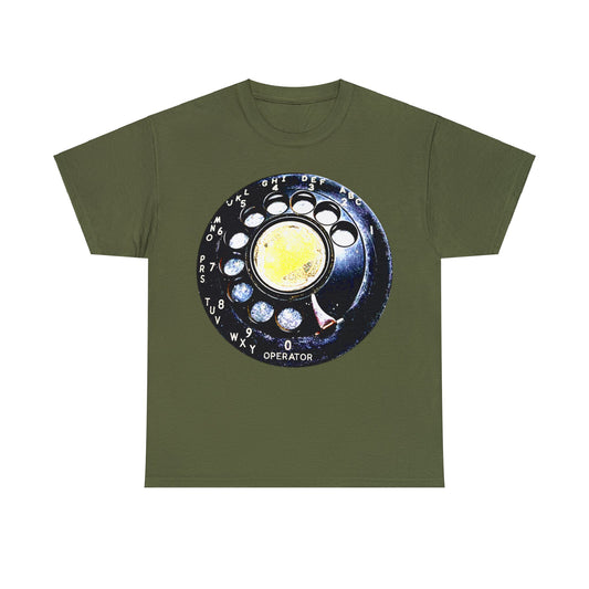 Vintage Retro Rotary Antique Telephone Phone Heavy Cotton Tee