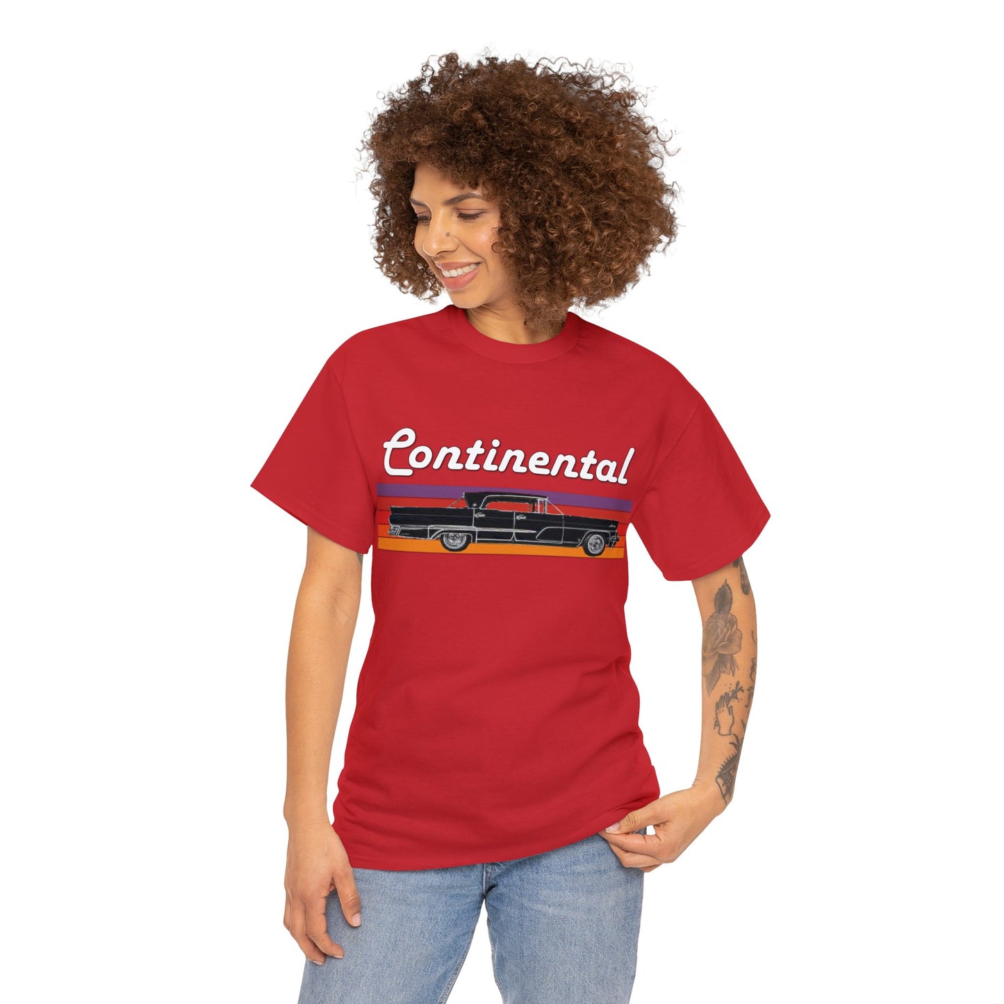 1959 Continental Retro Vintage American Car With Tail Fins Heavy Cotton Tee