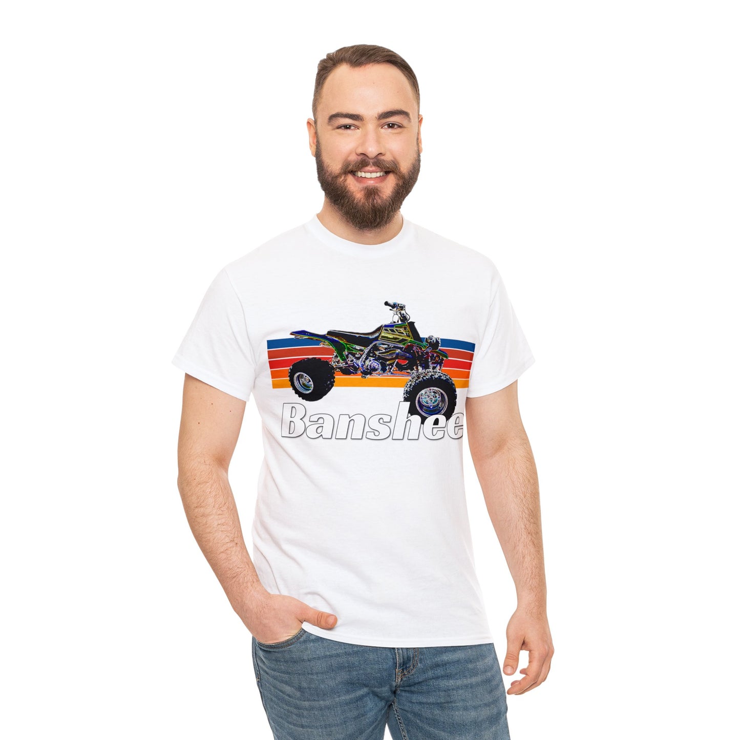 Banshee Quad, ATV, ATC, Vintage, Retro, Yamaha, All Terrain Vehicle Heavy Cotton Tee