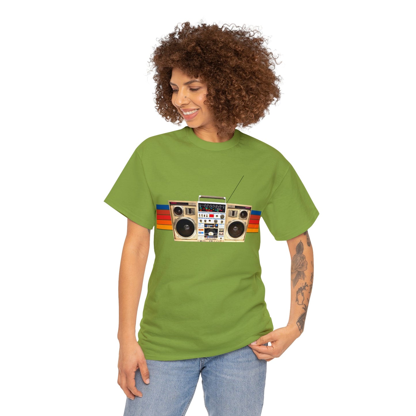 Jam Box, Ghetto Blaster, Boombox, Vintage Radio, Retro Cassette Player Heavy Cotton Tee