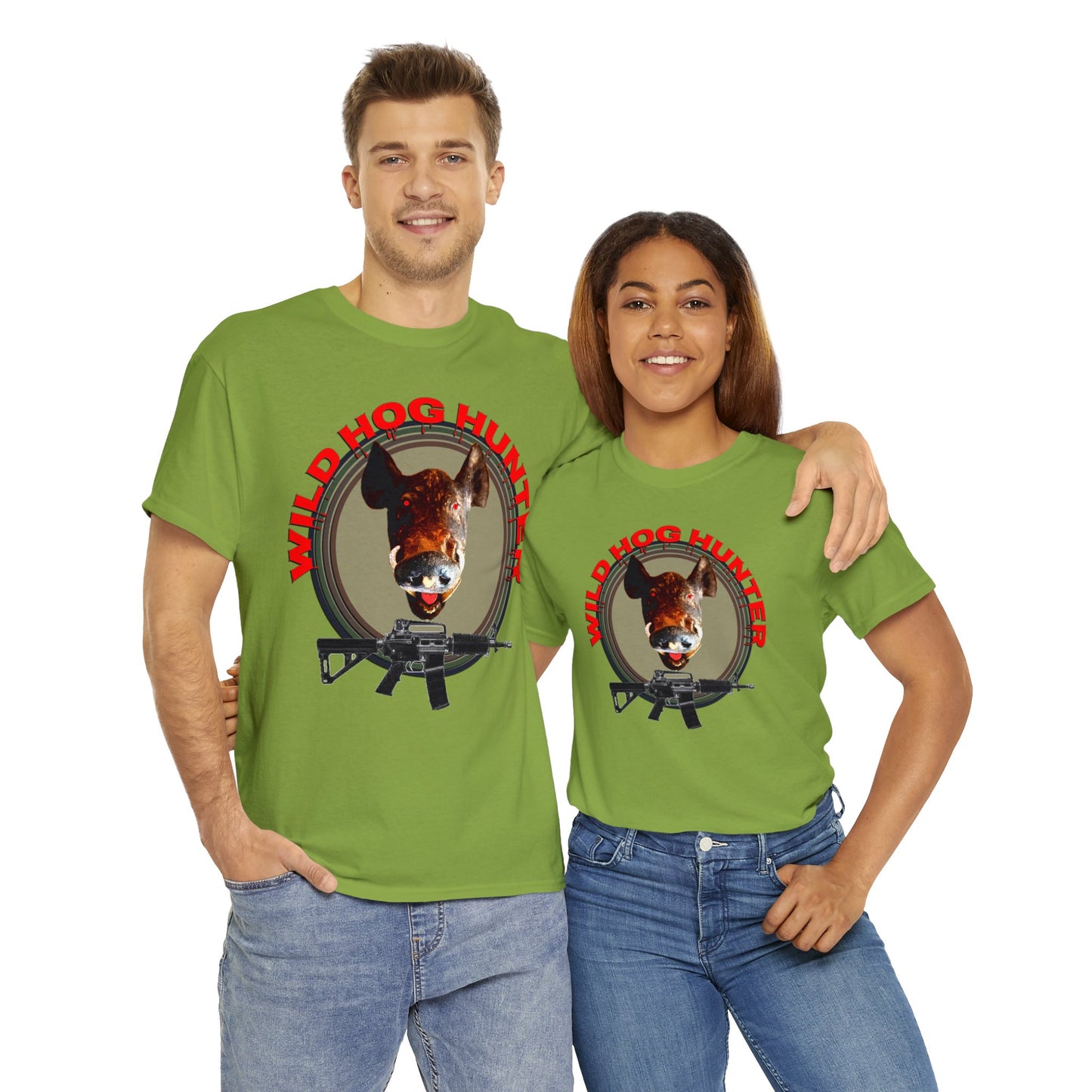 Wild Hog Hunter, Wild Hog, Hog Wild, Hog Boar Hunting Heavy Cotton Tee