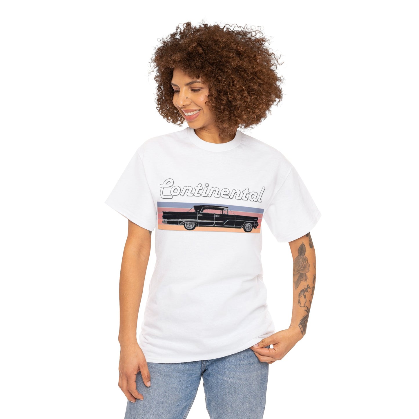 1959 Continental Retro Vintage American Car With Tail Fins Heavy Cotton Tee