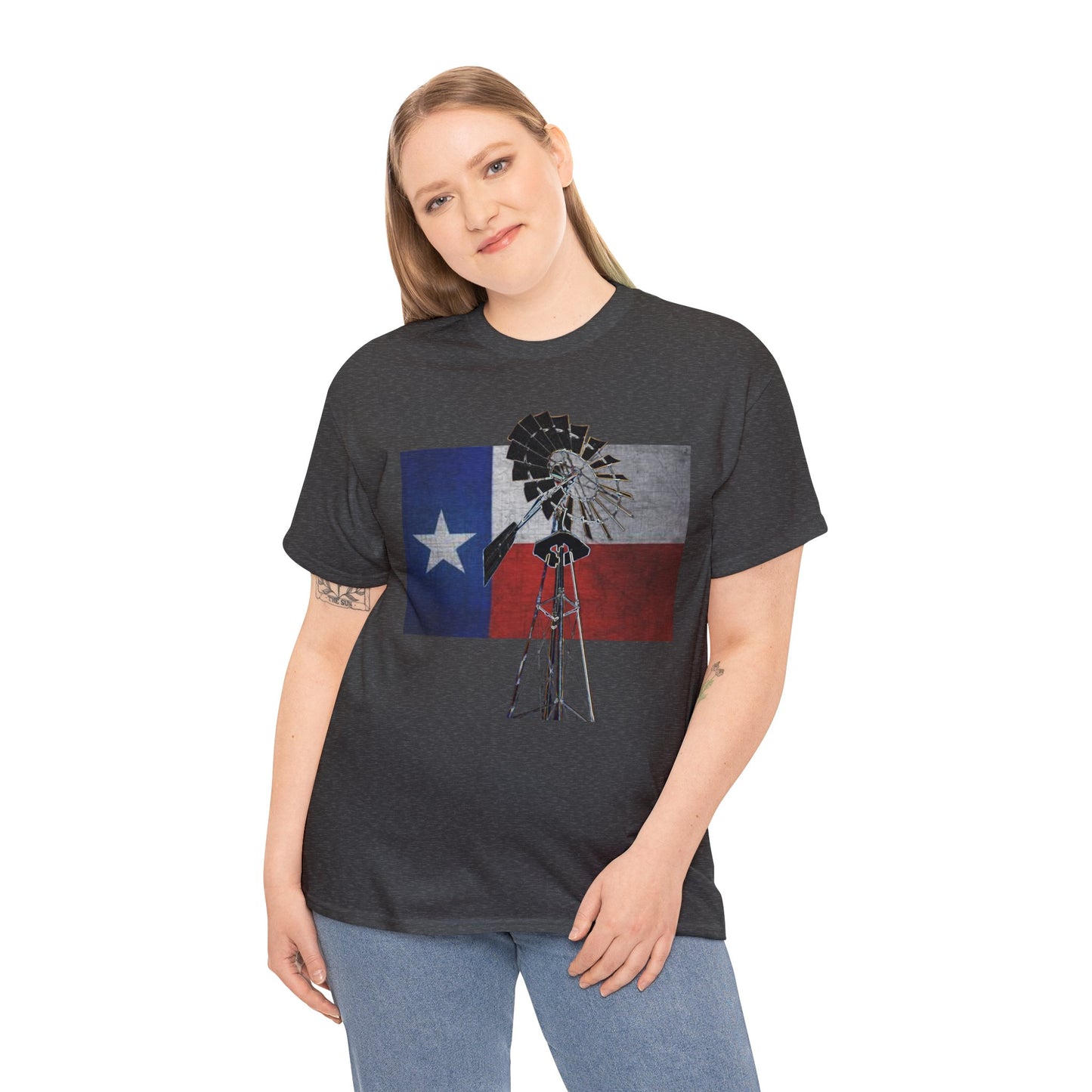 Texas Flag, Windmill, Country Boy, Country Girl, Farmer, Vintage, Retro Heavy Cotton Tee