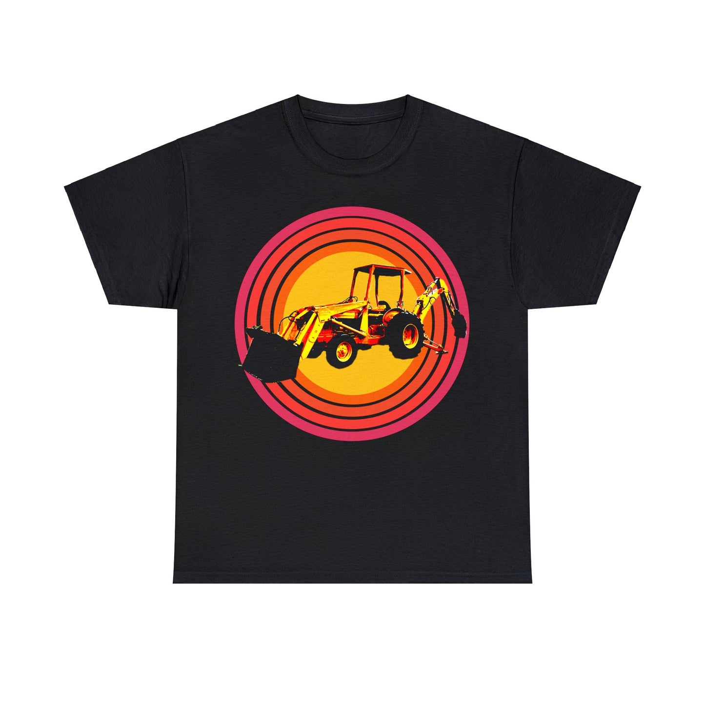 Back Hoe, Tractor, Bulldozer, Excavator, Construction, Under Construction Heavy Cotton Tee