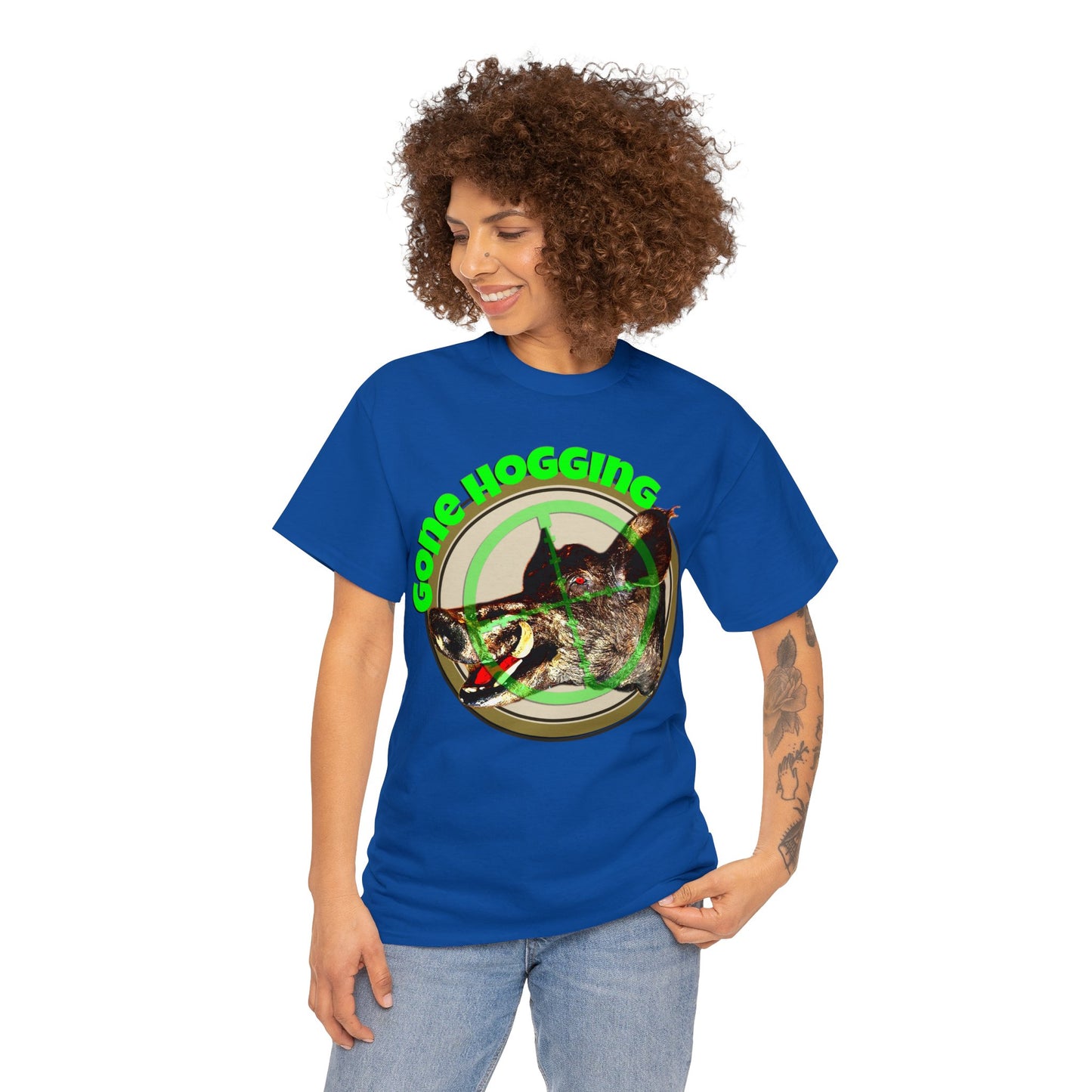 Wild Hog Hunter, Wild Hog, Hog Wild, Hog Boar Hunting Heavy Cotton Tee