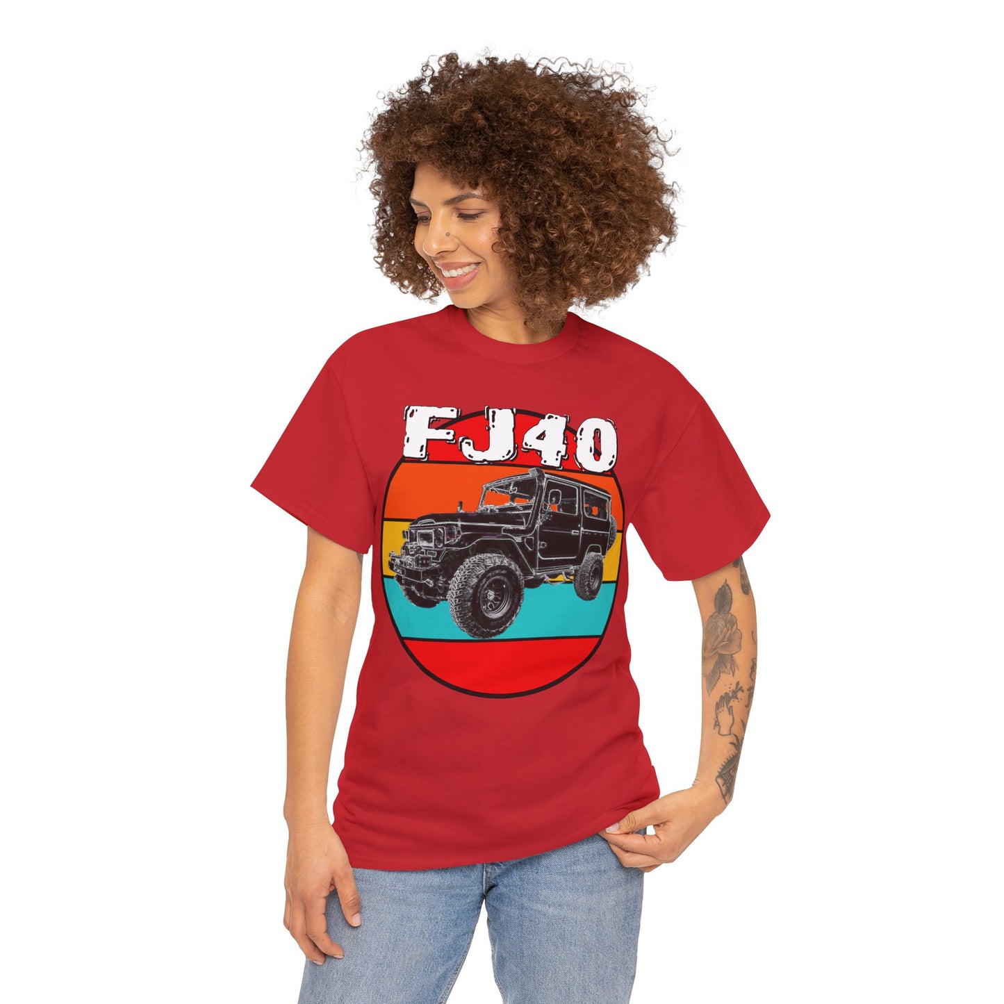 FJ 40 4x4 Off Road Truck Vintage Retro Heavy Cotton Tee