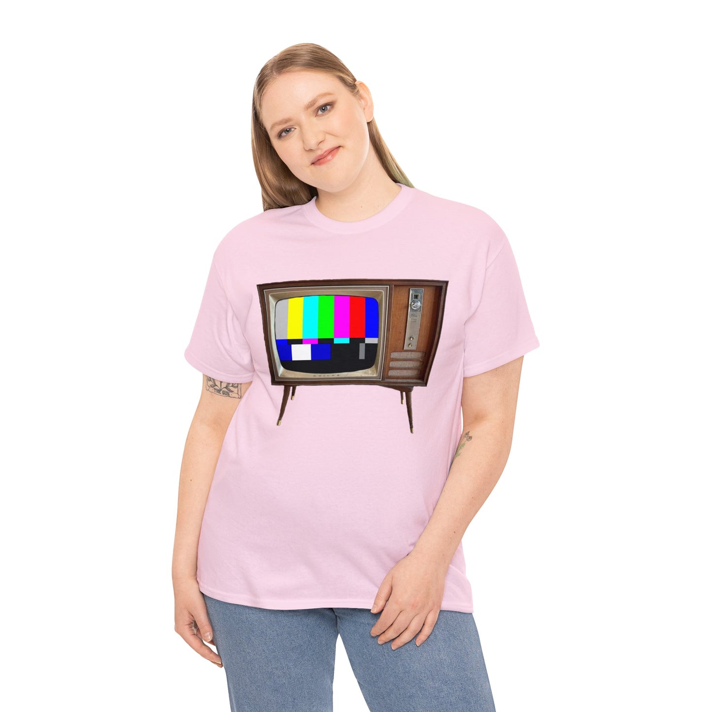 Vintage Television, Tube TV, Sign Off Screen, Old School, Vintage, Retro Heavy Cotton Tee