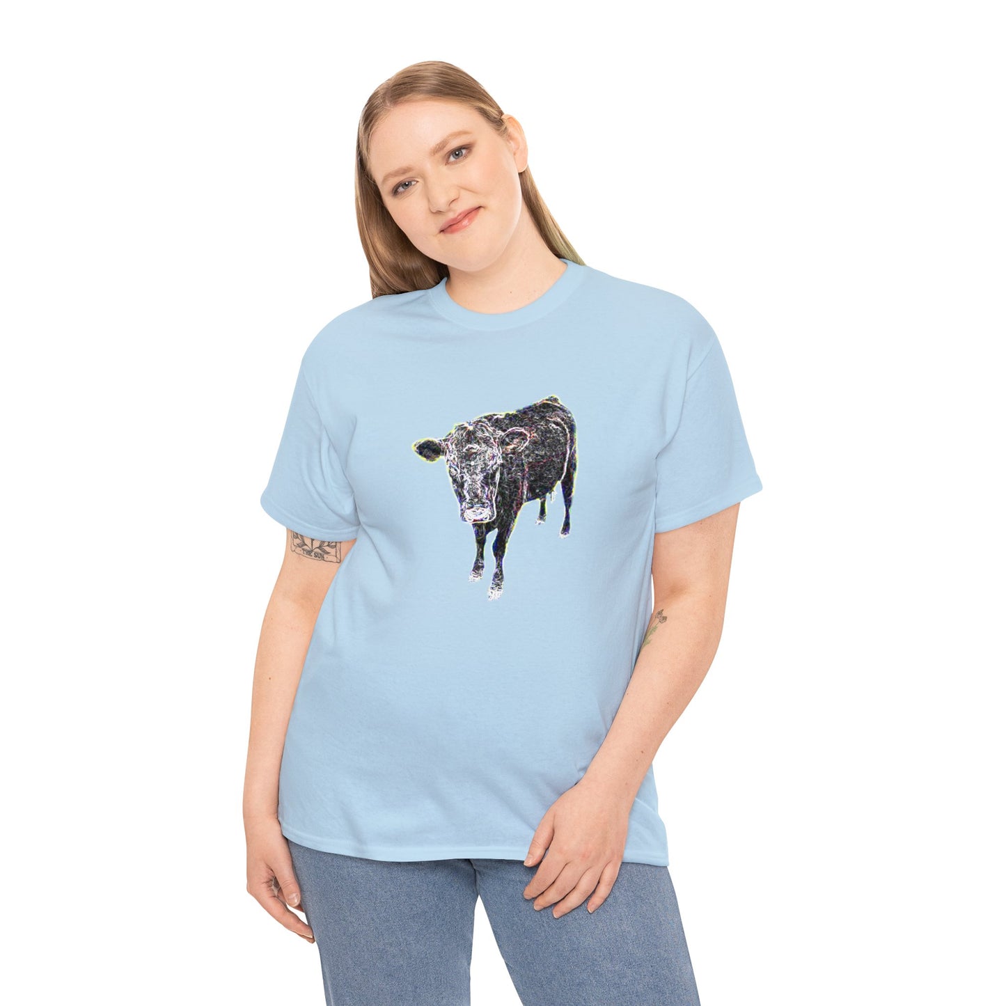 Vintage Retro Cow on the Farm Heavy Cotton Tee