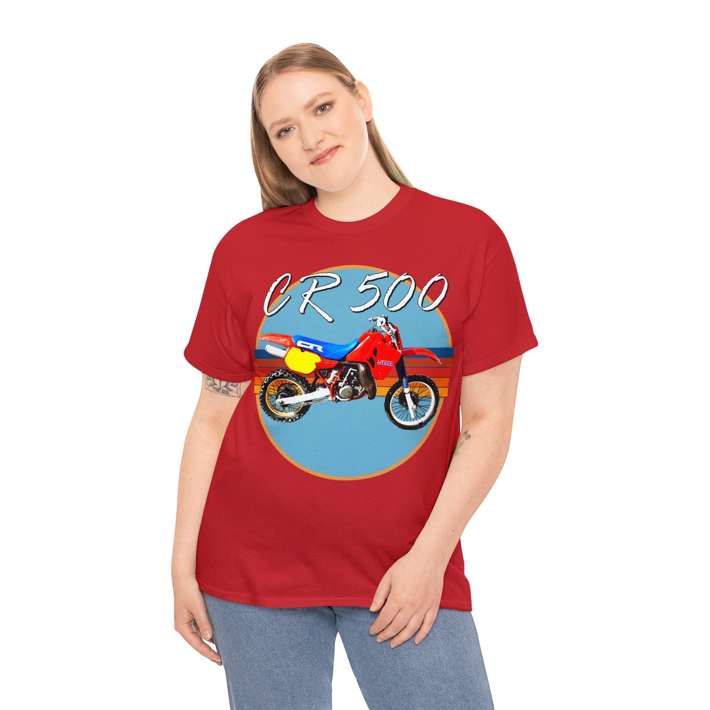 CR 500 Vintage Retro Motor Cross Motocross Motorcycle Dirt Bike Heavy Cotton Tee