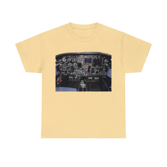 Airplane Cockpit, Private Plane Cock Pit, Plane Instruments Heavy Cotton Tee