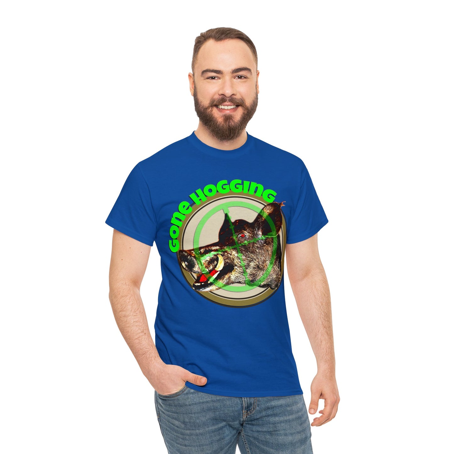 Wild Hog Hunter, Wild Hog, Hog Wild, Hog Boar Hunting Heavy Cotton Tee