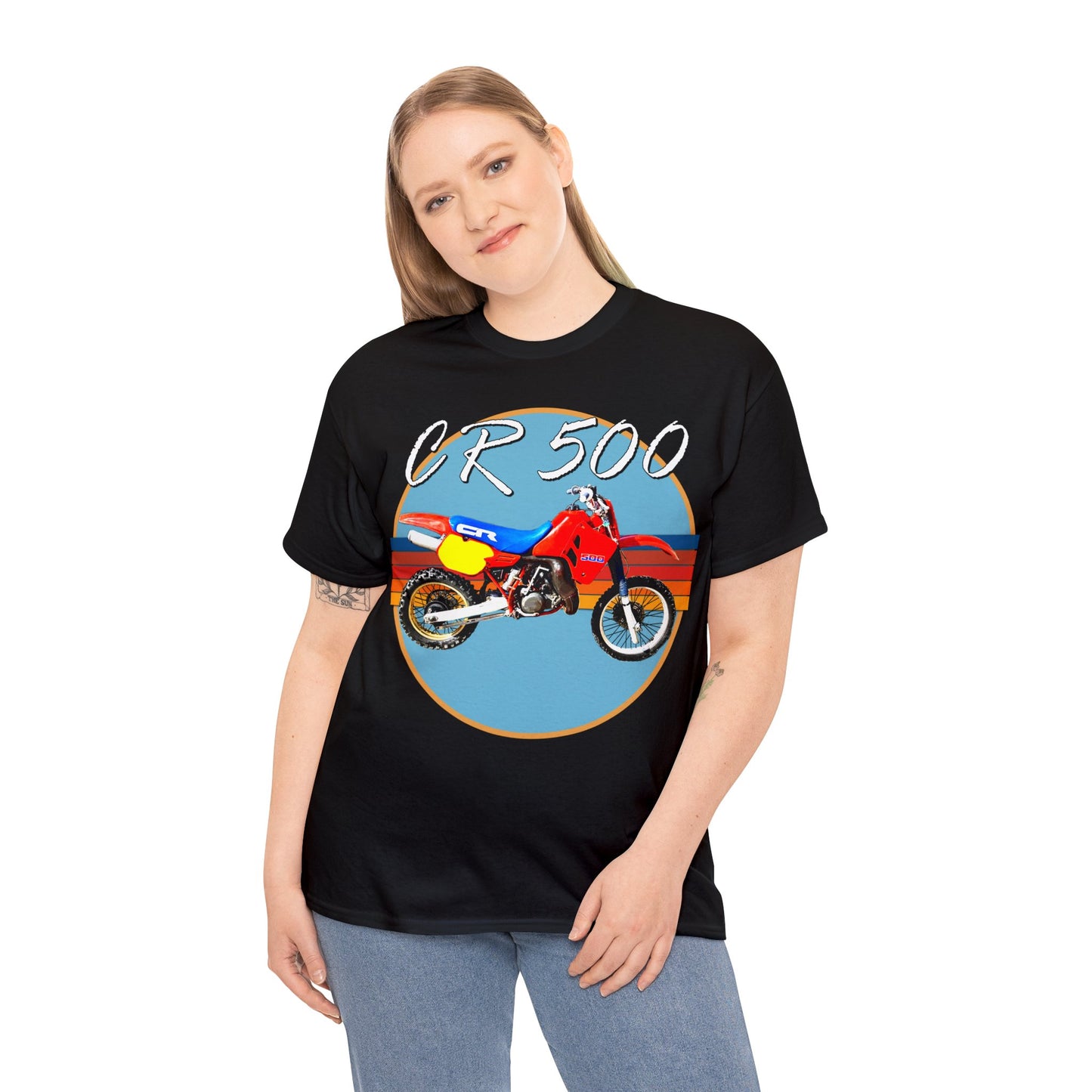 CR 500 Vintage Retro Motor Cross Motocross Motorcycle Dirt Bike Heavy Cotton Tee