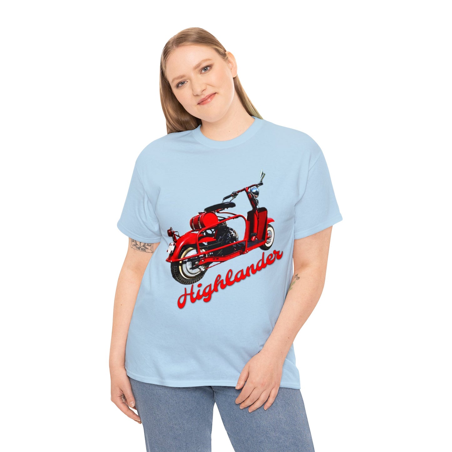 Highlander Mini Bike, Vintage Scooter, Retro Scooter, Moped, Minibike Heavy Cotton Tee