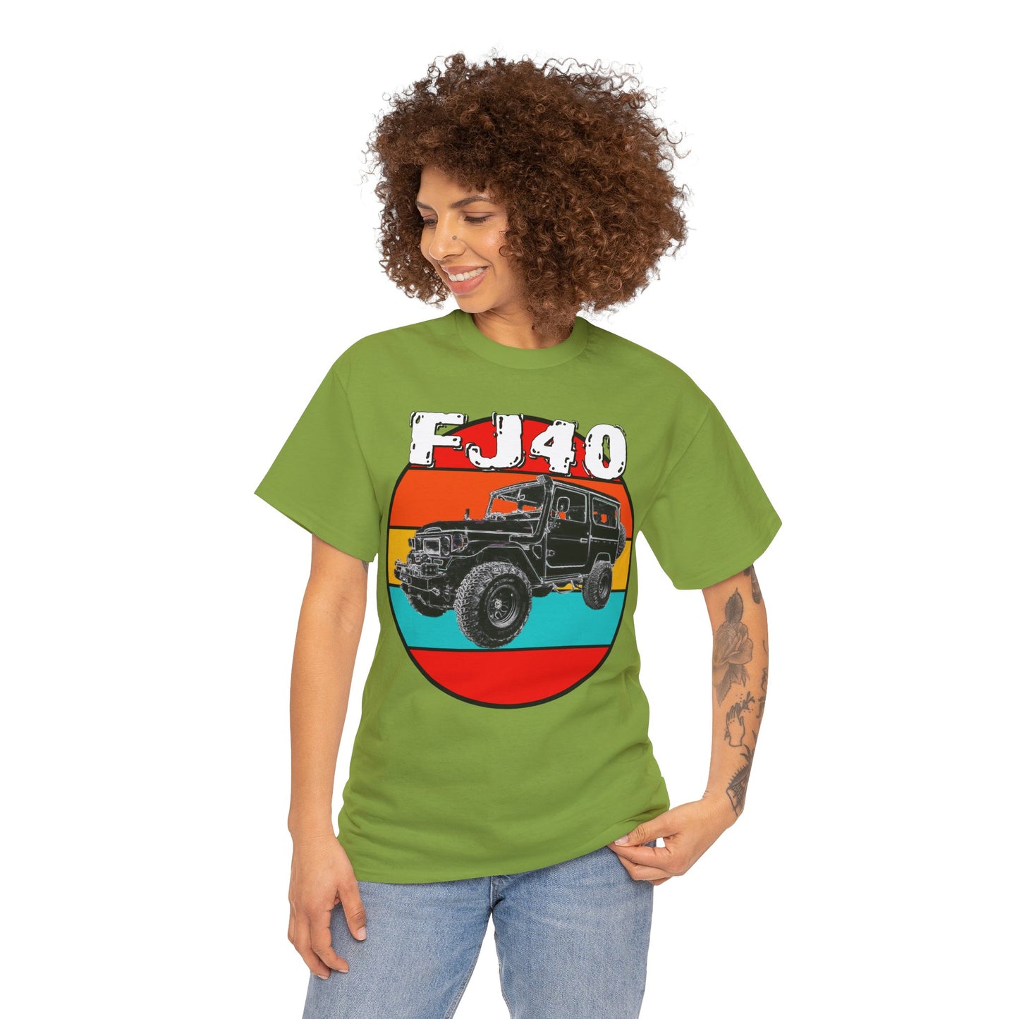 FJ 40 4x4 Off Road Truck Vintage Retro Heavy Cotton Tee