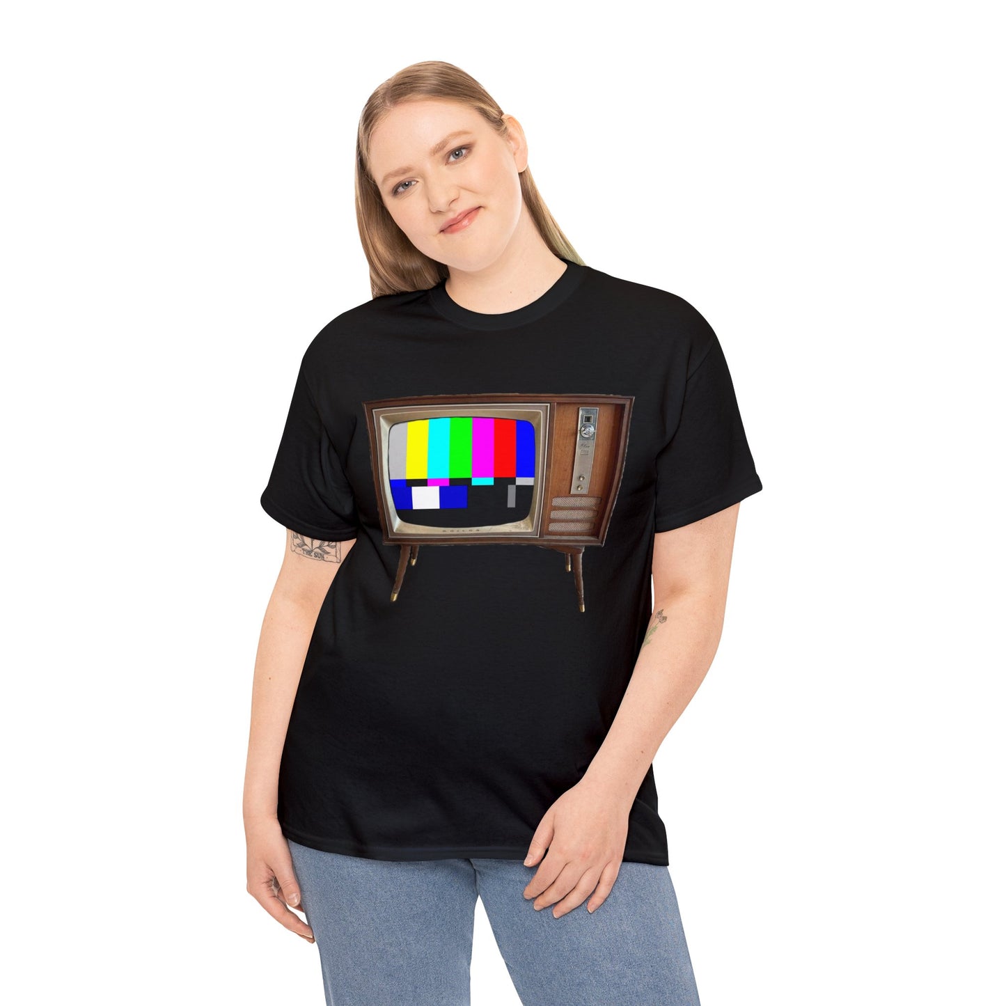 Vintage Television, Tube TV, Sign Off Screen, Old School, Vintage, Retro Heavy Cotton Tee