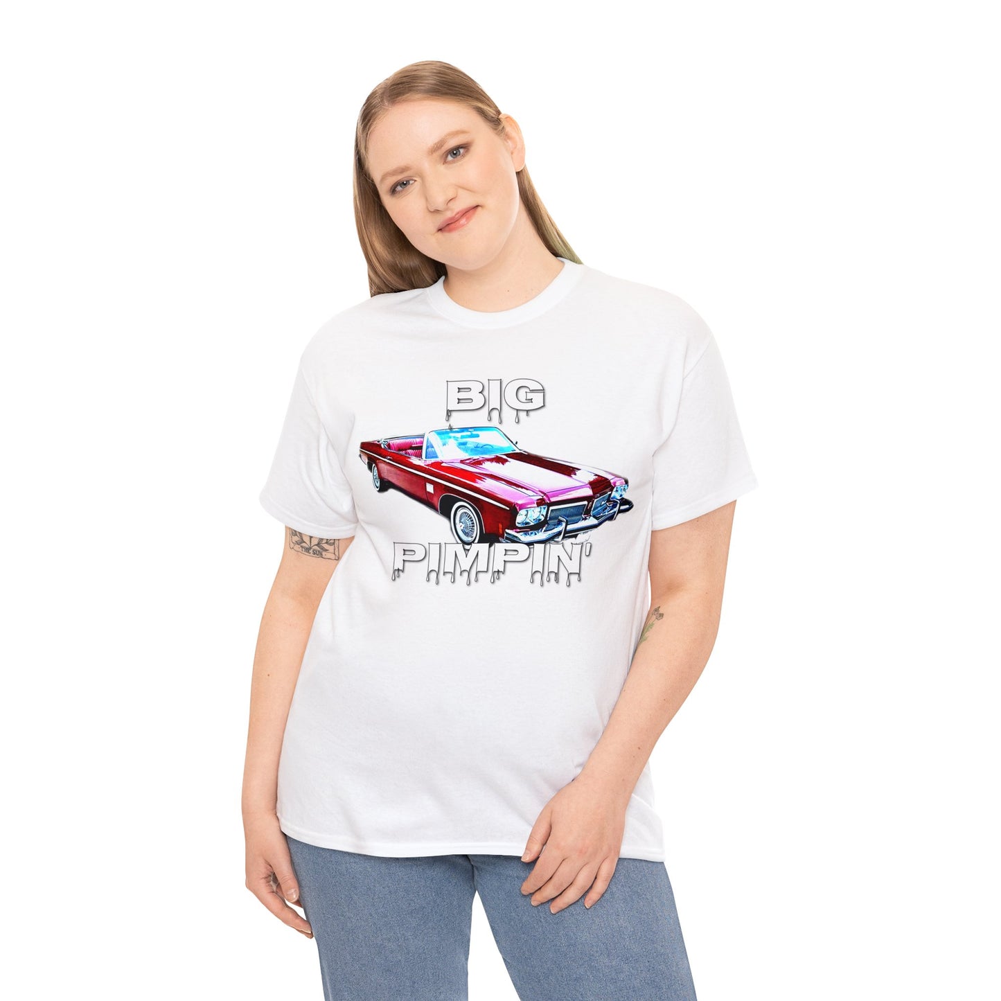 Big Pimpin' Convertible Olds, Vintage Car, Retro Car Heavy Cotton Tee