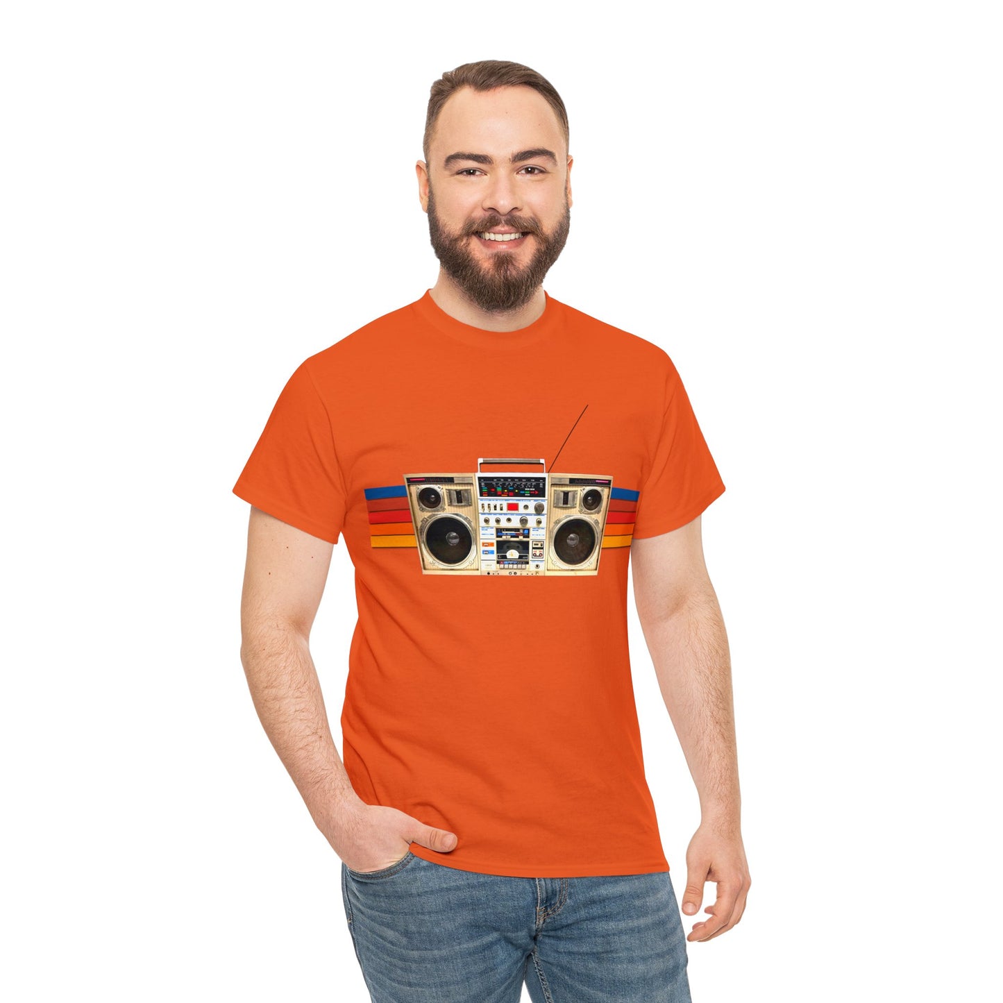 Jam Box, Ghetto Blaster, Boombox, Vintage Radio, Retro Cassette Player Heavy Cotton Tee