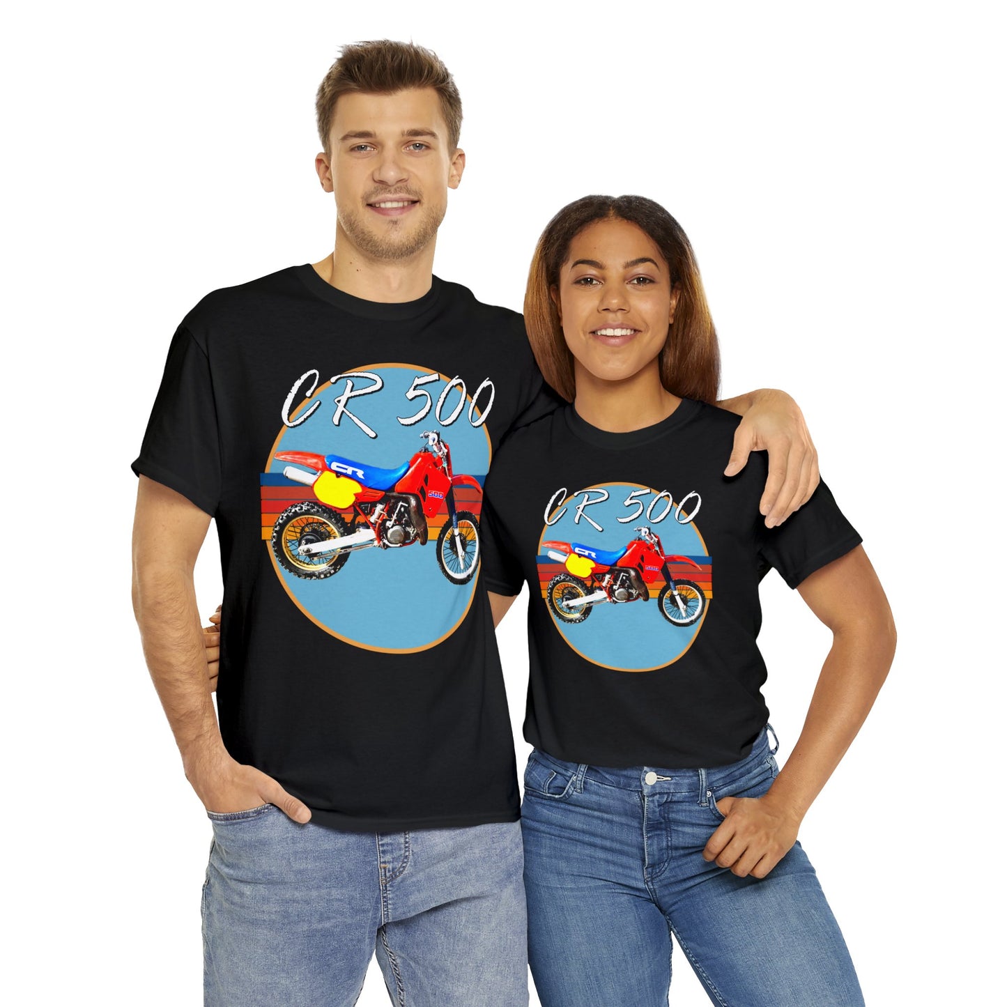 CR 500 Vintage Retro Motor Cross Motocross Motorcycle Dirt Bike Heavy Cotton Tee