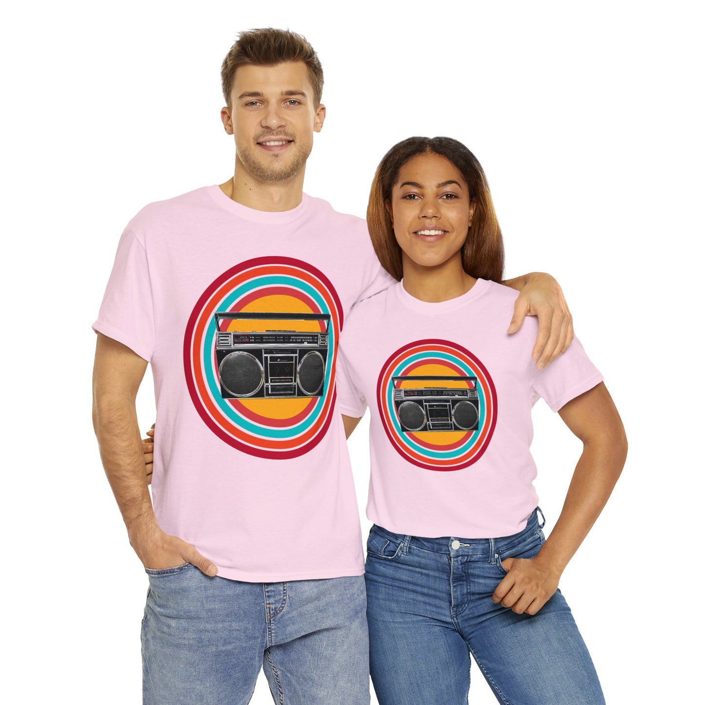 Jam Box, Ghetto Blaster, Boombox, Vintage Radio, Retro Cassette Player Heavy Cotton Tee