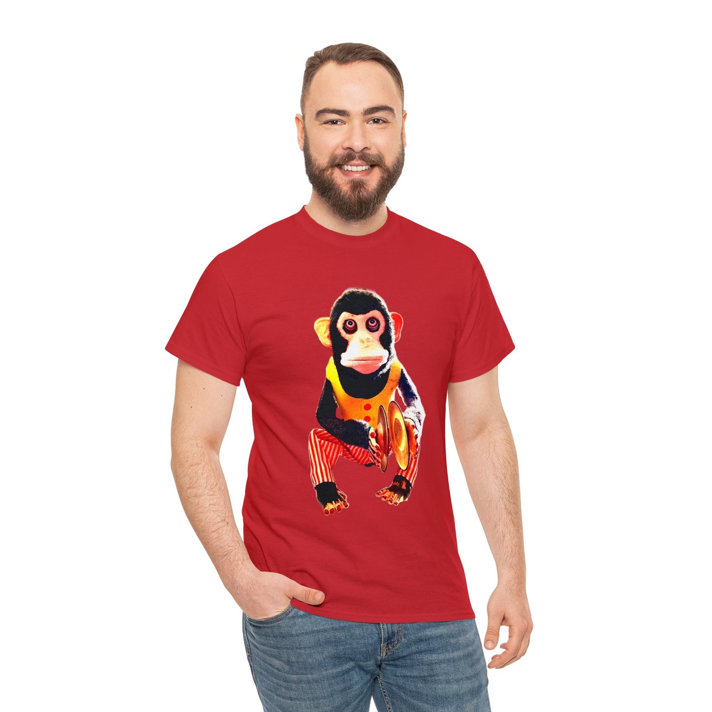 Cymbal Chimp Toy, Jolly Monkey With Cymbals Vintage Retro Heavy Cotton Tee