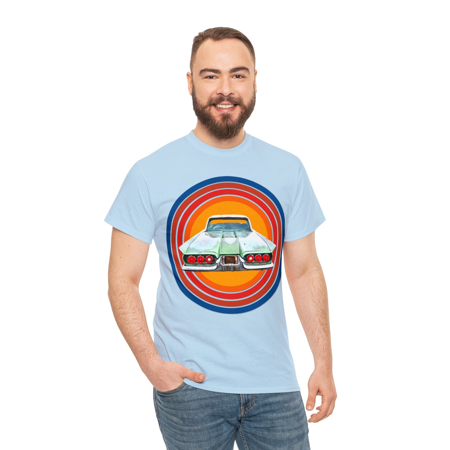 1960s Thunderbird Vintage American Automobile, Antique American Car Heavy Cotton Tee