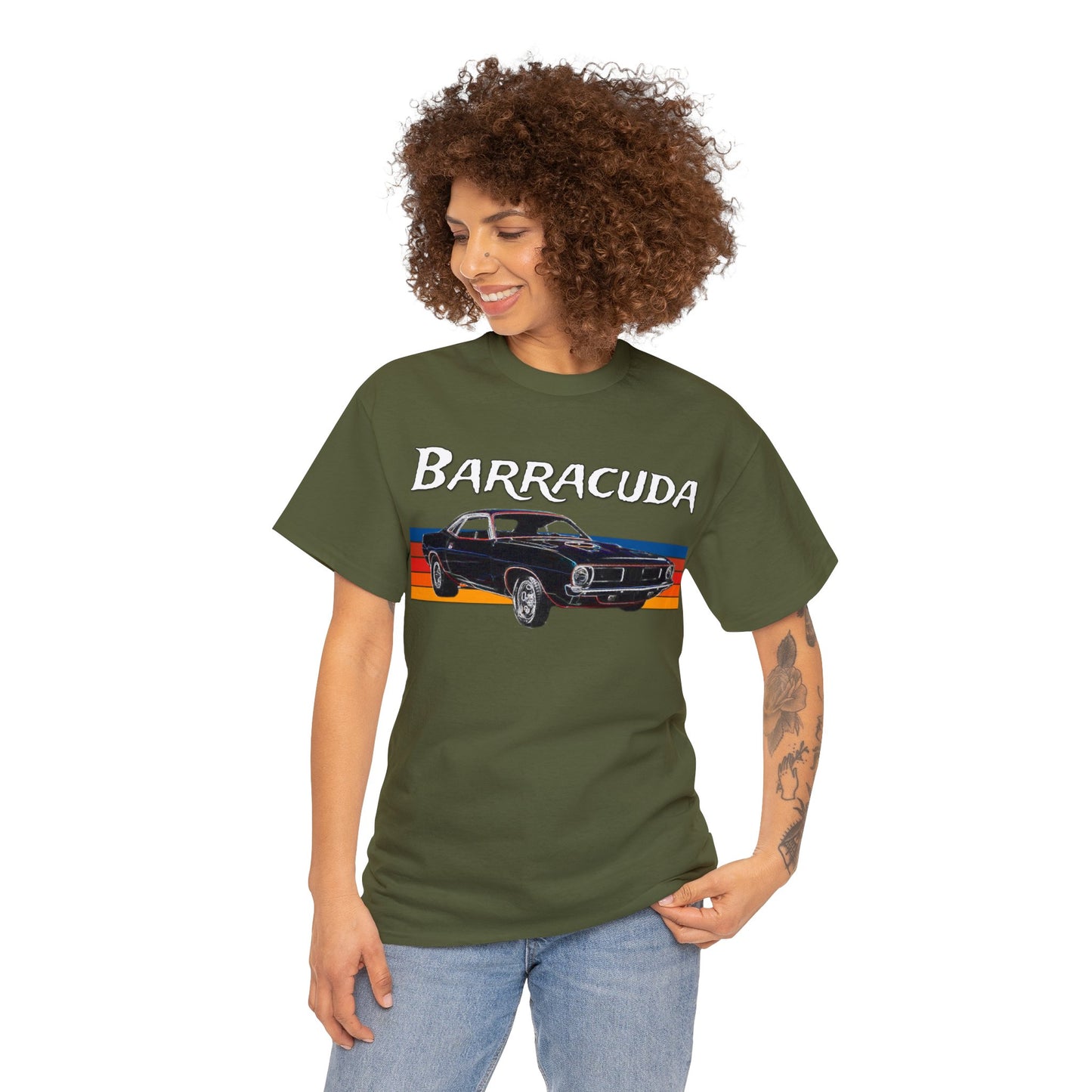 Barracuda Muscle Car, Cuda American Muscle Car, 1970s Car Heavy Cotton Tee
