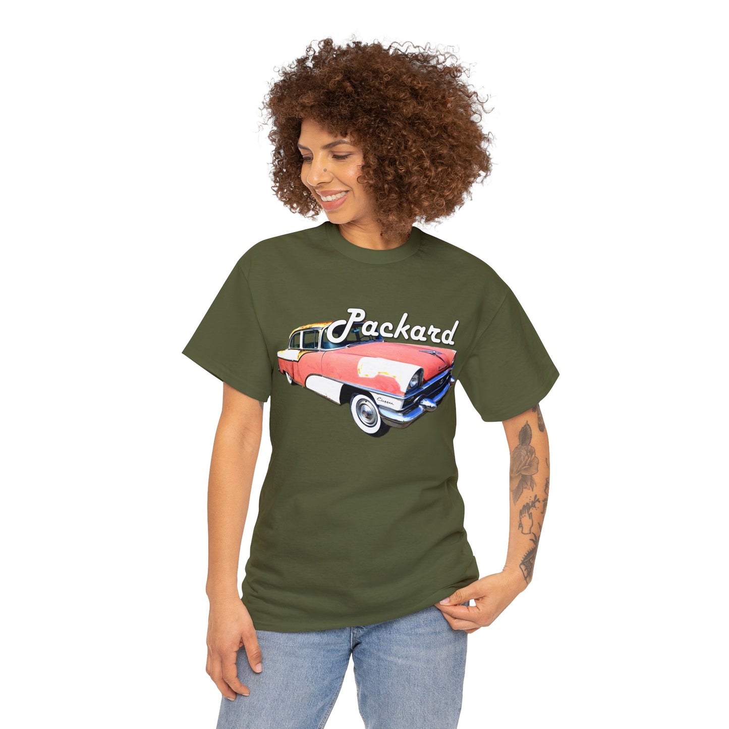 Packard Clipper, Vintage Car, Retro American Automobile Heavy Cotton Tee