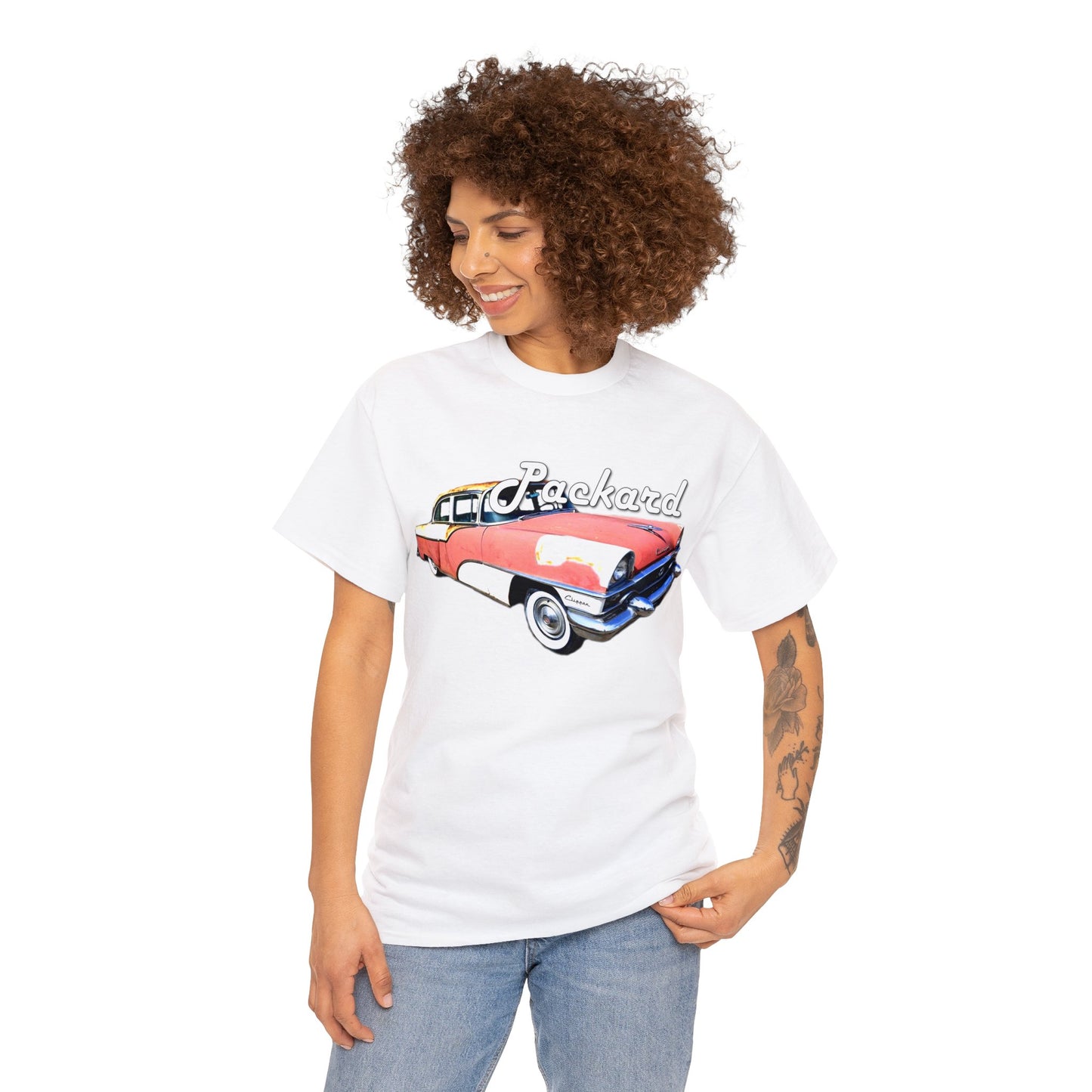 Packard Clipper, Vintage Car, Retro American Automobile Heavy Cotton Tee