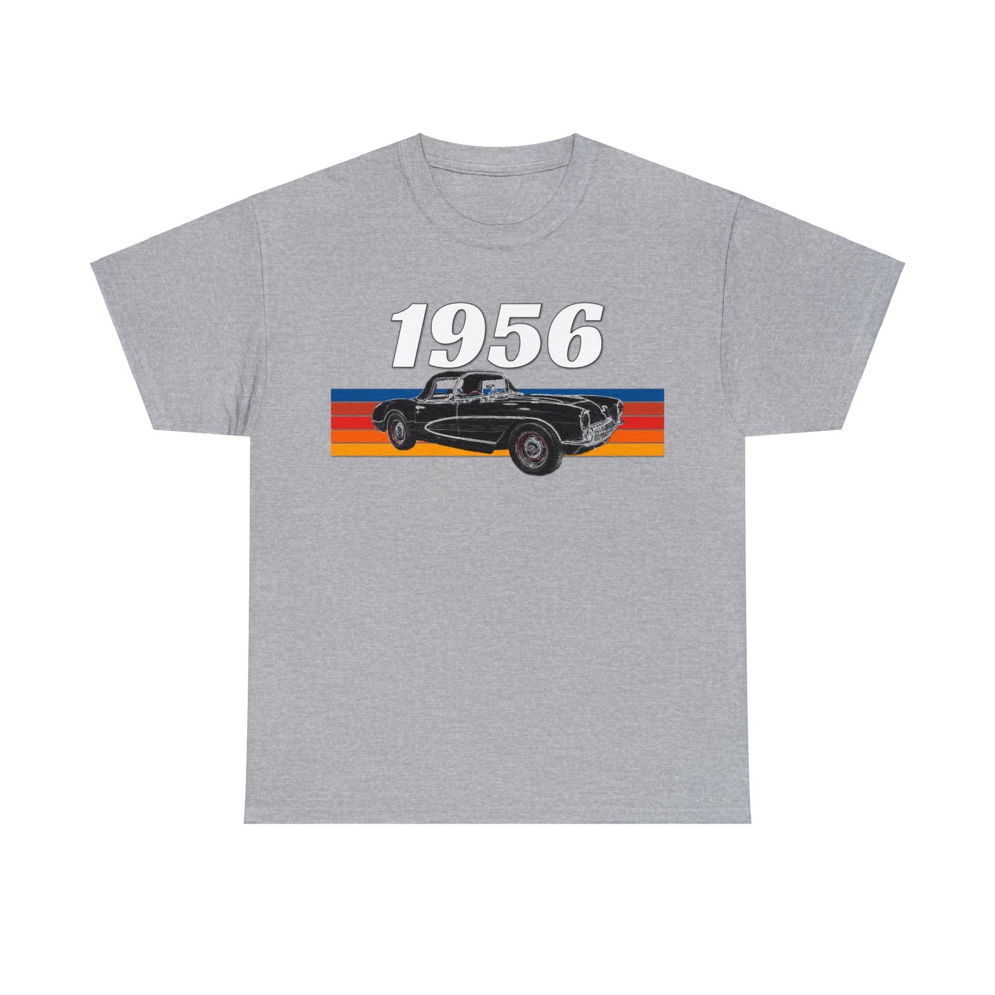 1956 Vette Classic Car, Vintage American Muscle Car Heavy Cotton Tee