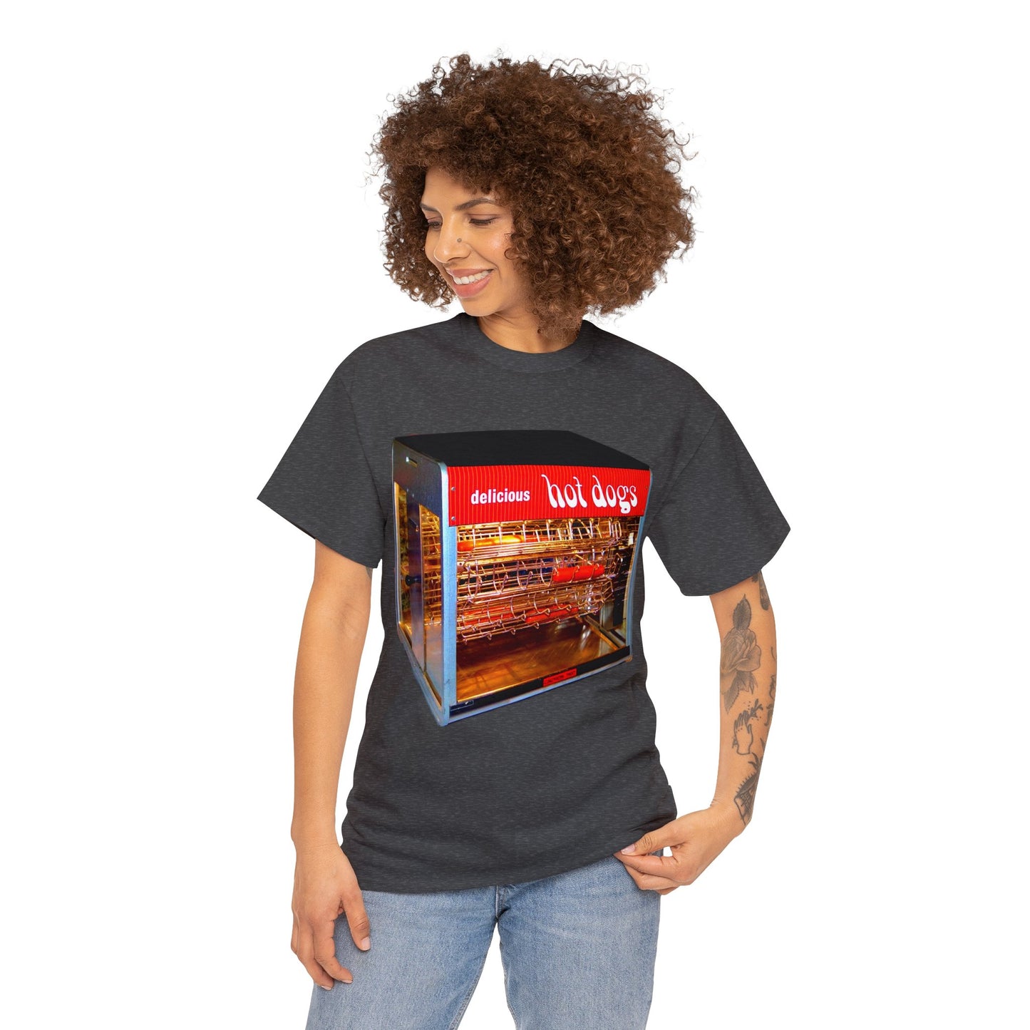 Hot Dog Roller, Hot Dog Vendor, Hot Dog Machine, Delicious Hot Dogs Heavy Cotton Tee