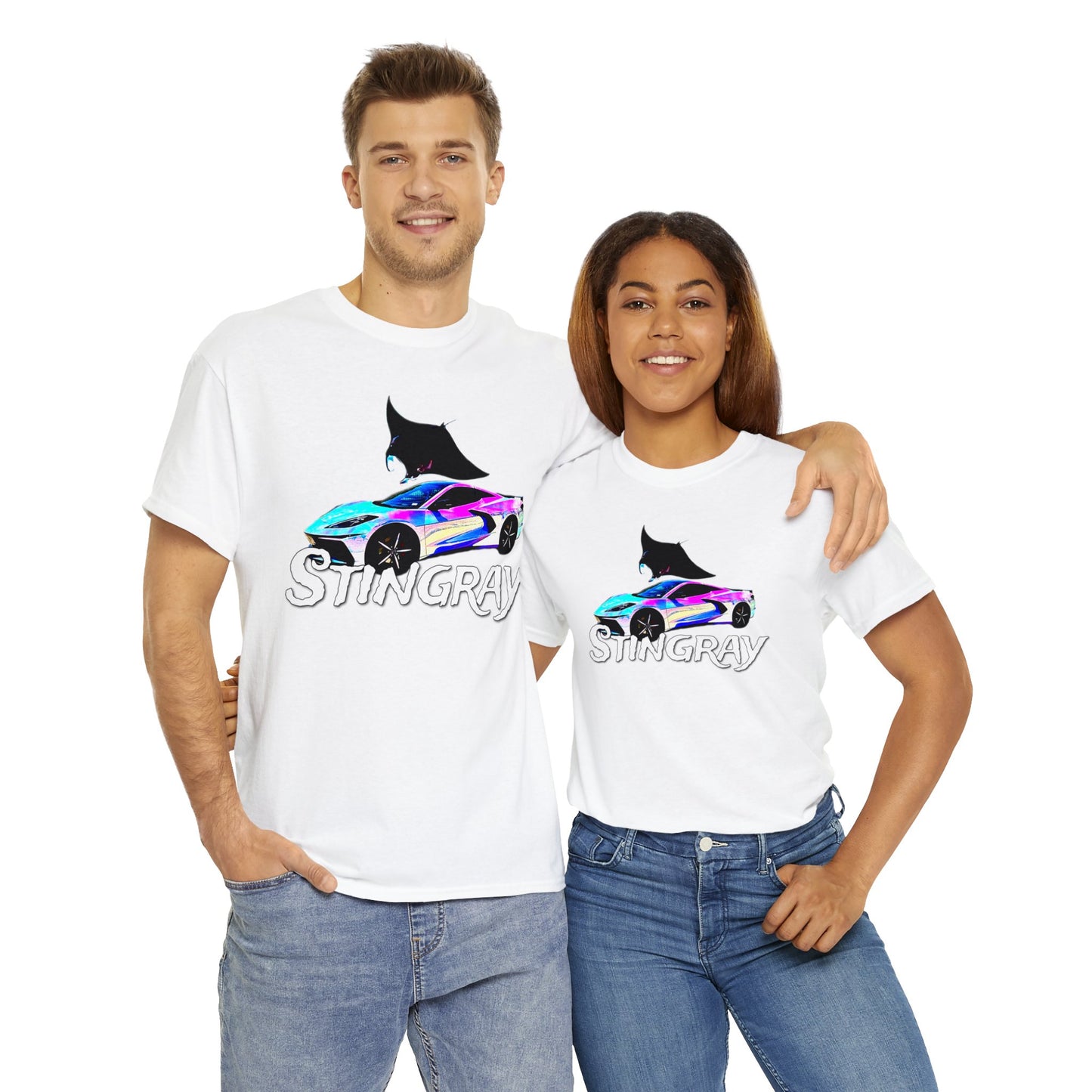 Sting Ray Car, Vette, Stingray Sports Car American Automobile Heavy Cotton Tee