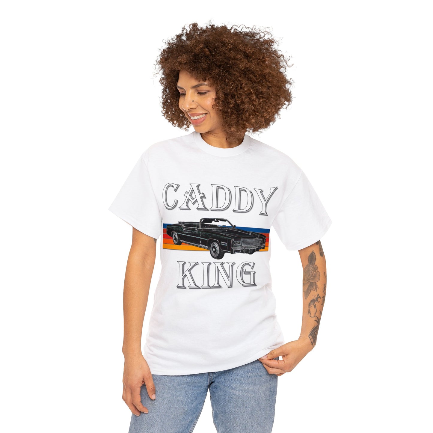 Caddy King, Vintage Cadillac Car, Convertible Caddy Heavy Cotton Tee