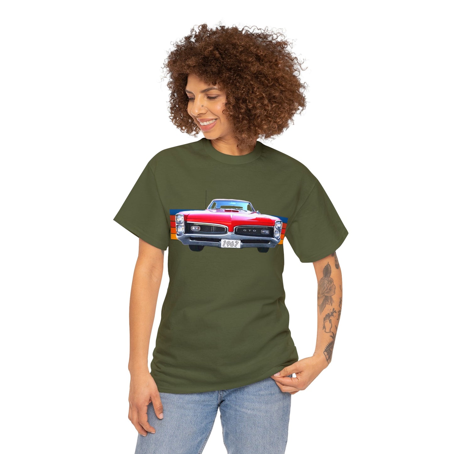 GTO American Muscle Car Pontiac, Vintage Car Made in the USA Heavy Cotton Tee