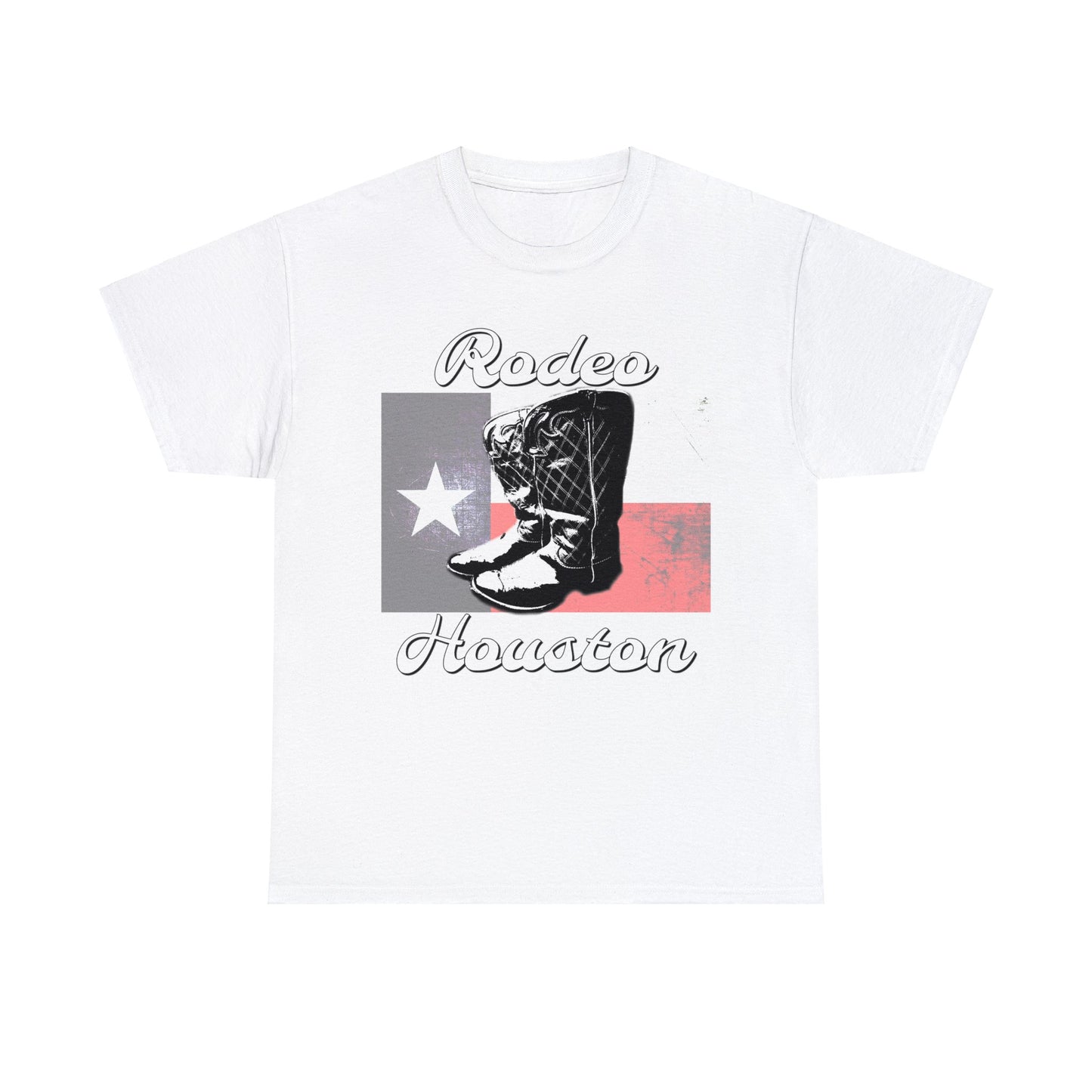 Vintage Rodeo Houston Texas Flag Bronc Buster Heavy Cotton Tee